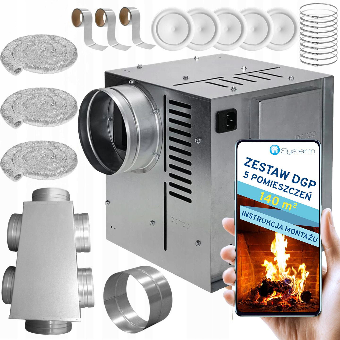 Komínová Turbína Komínový ventilátor 5 miestností 140 m2 Sada Dgp