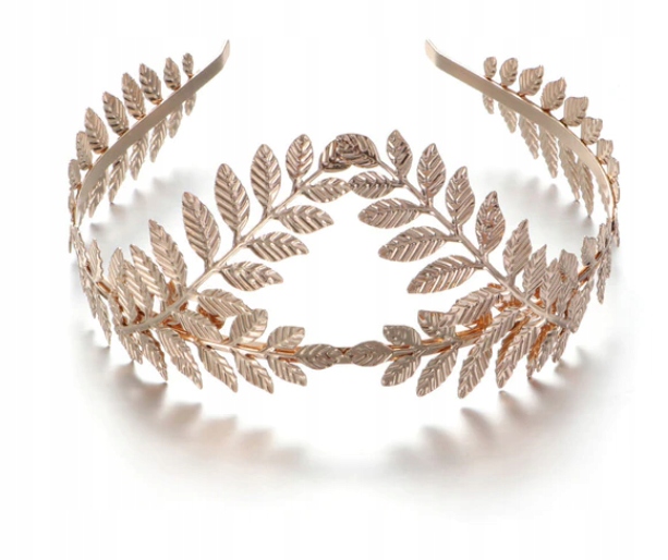 OZDOBA NA WŁOSY OPASKA ZŁOTE LISTKI ŚLUB v3