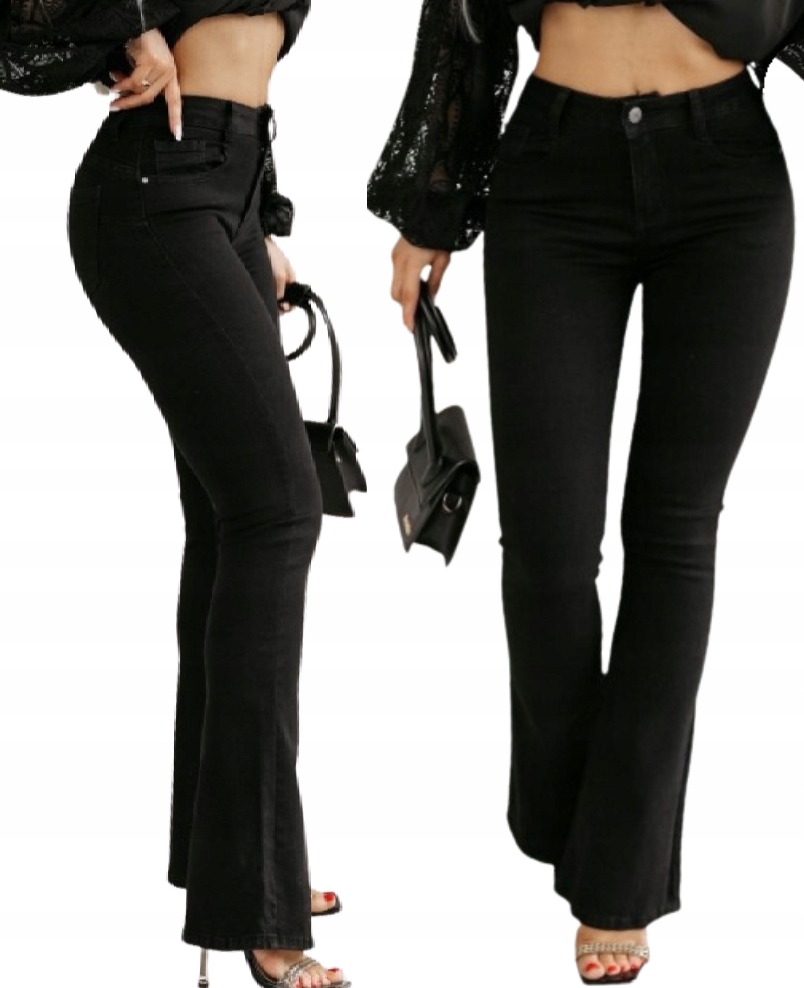 Goodies Spodnie Damskie Flare Wyszczuplające Push-up Czarne 4XL