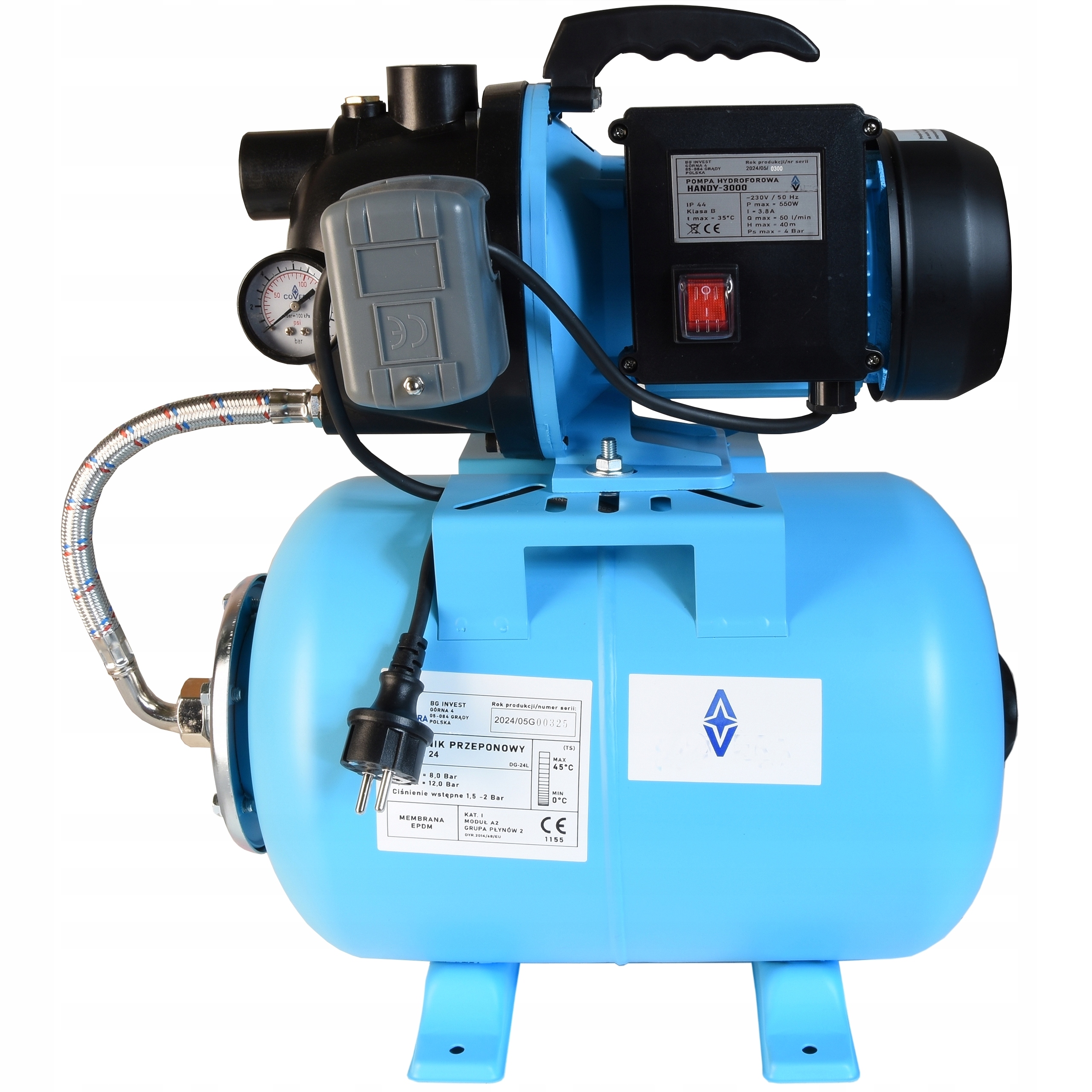 Výkonné 24 L Hydroforové Čerpadlo Na Sání Vody Inox 550 W 50 L/min, Připravené K Provozu