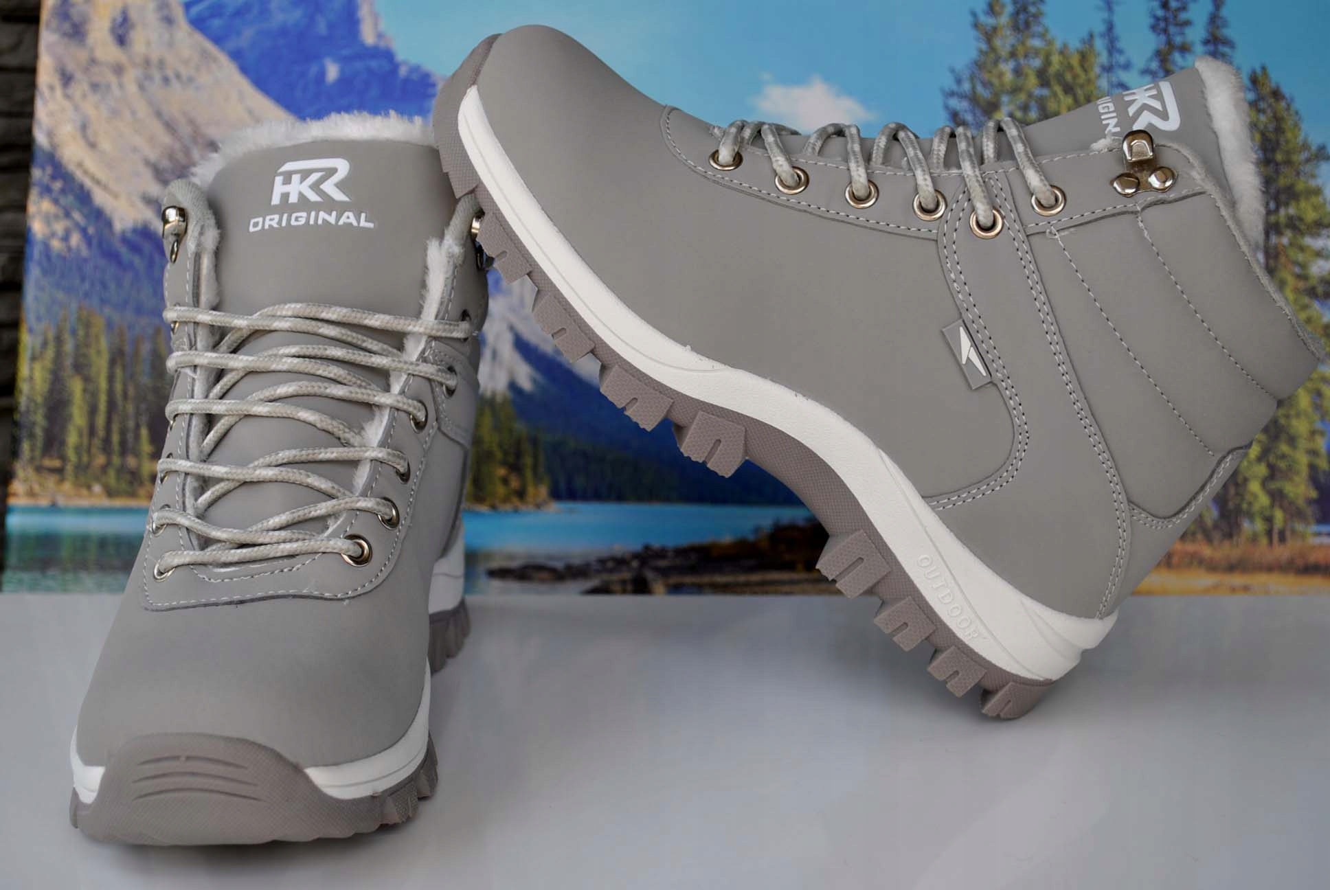 BUTY ZIMOWE CIEPŁE TREKINGI ŚNIEGOWCE TURYSTYCZNE SPORT MŁODZIEŻOWO DAMSKIE Model BUTY TREKINGI ZIMOWE CIEPŁE HKR MOCNE GR555 -2024