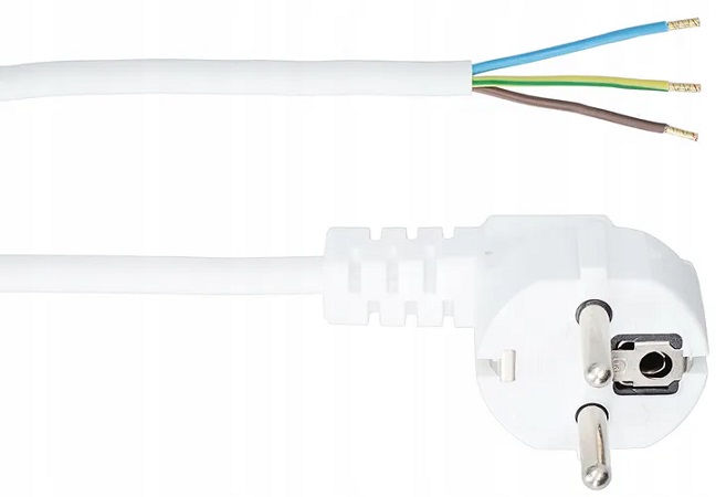 Připojovací Kabel S Úhlovou Zástrčkou 3*1.5 MM, Průměr 5 M, Bílý E+20-009