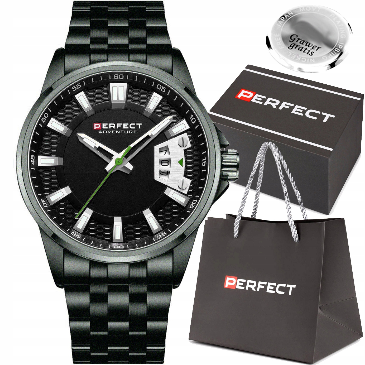 Pánské hodinky Perfect Ramos klasický ciferník s datumovkou krabička Gravírování