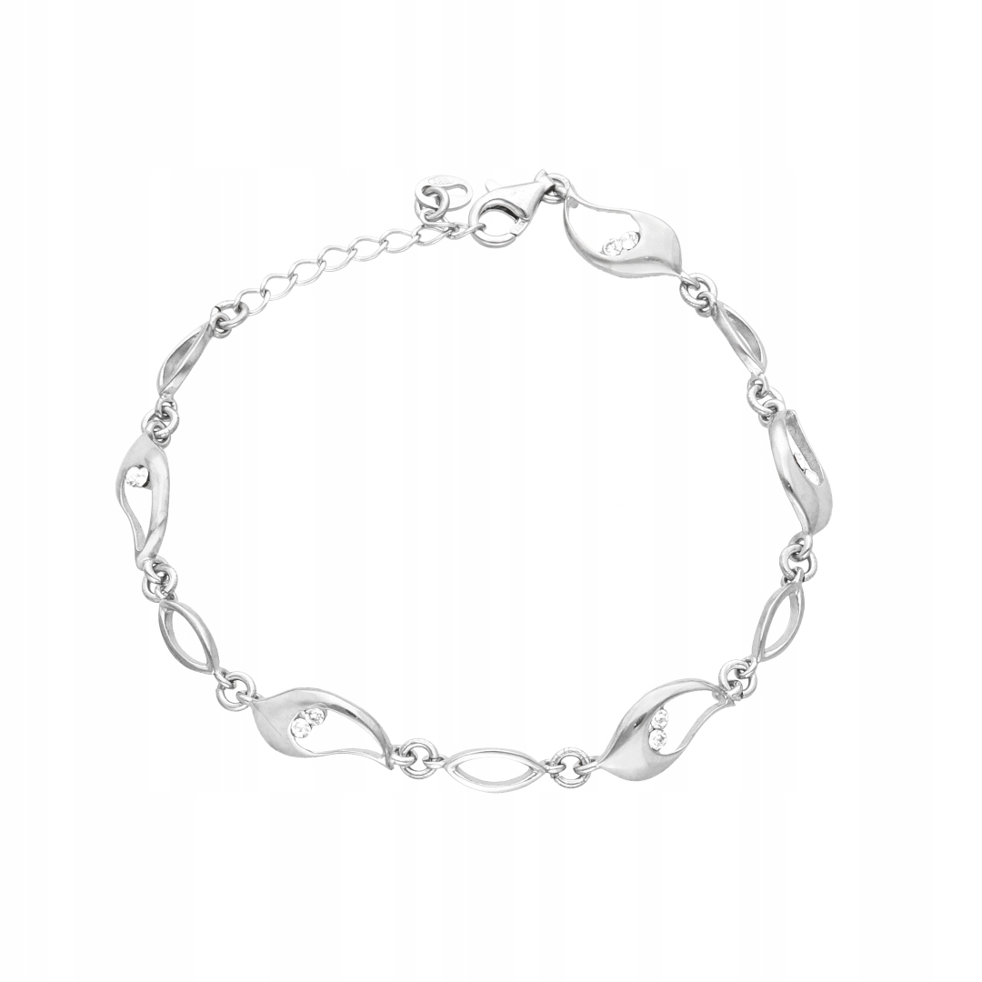 Náramek s zirkony, hladké stříbro