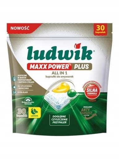2x Ludwik Maxx Power Plus All In 1 kapsle do myčky nádobí Lemon 30 ks