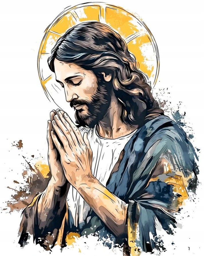 Diamantová výšivka Ježíš Modlitba Náboženský portrét Náboženství Bůh XXL 60x80 cm