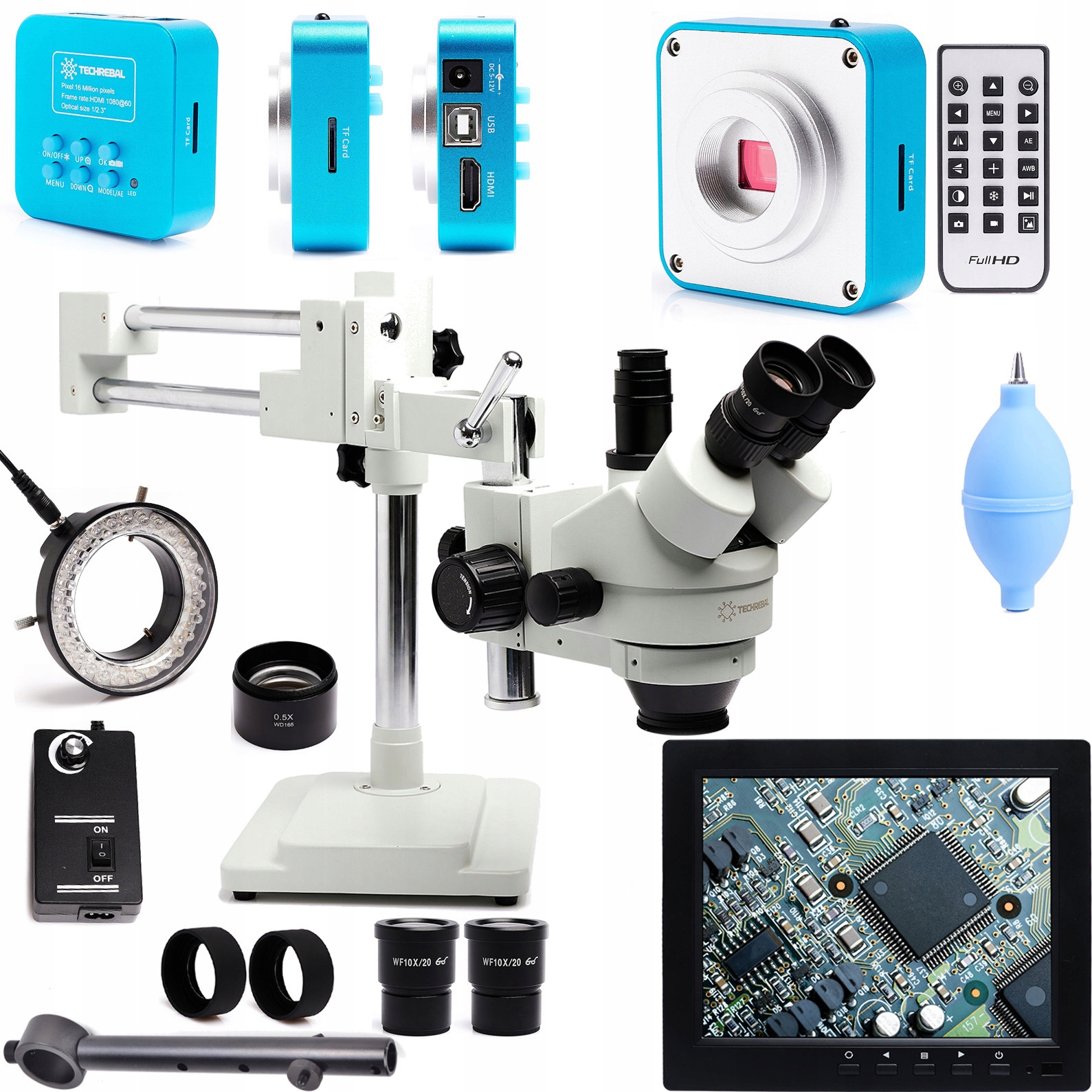 Steresokopový Mikroskop 10HW Kamera 16MP FULLHD&4K Displej 8' 56x Led