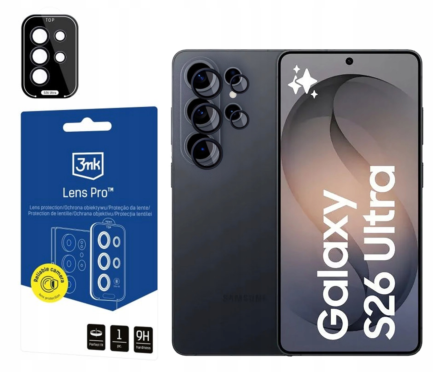 Sklo Lens Pro 3MK Ochrana objektívu pre Samsung Galaxy S26 Ultra Čierna