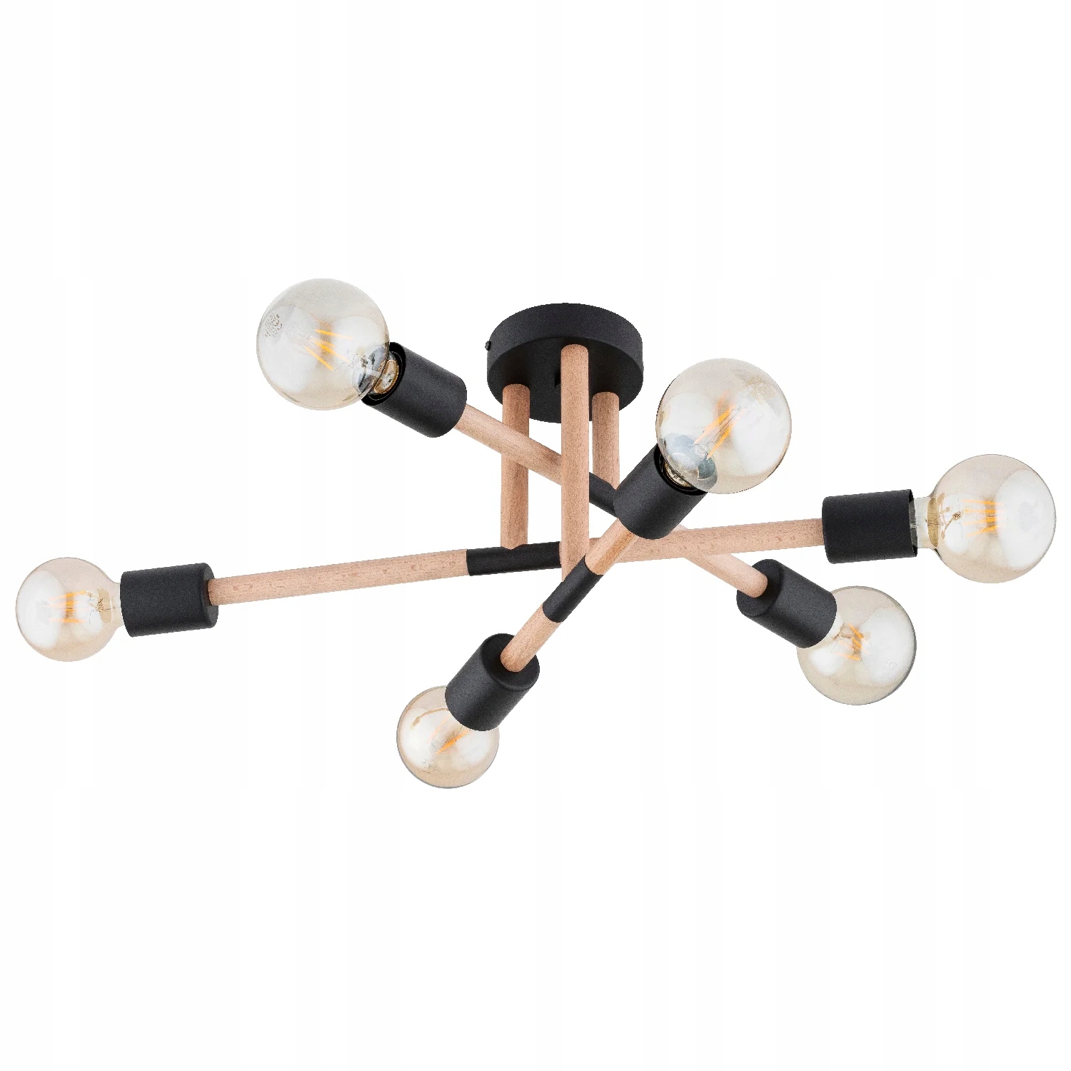 Alfa Stropná lampa Otello 6xE27 drevo/minimalistický kov