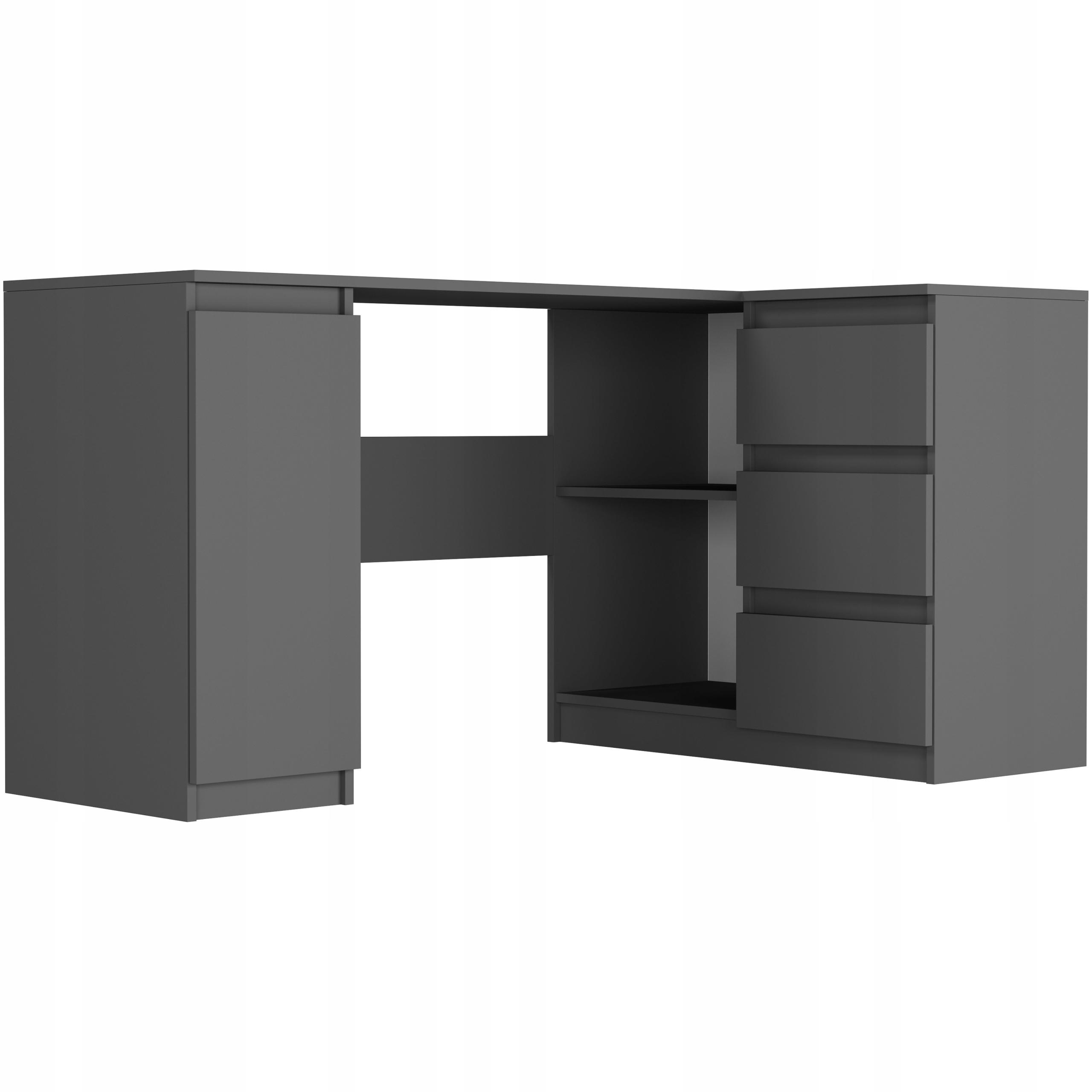 Meble Biurko narożne komputer 3sz 155cm antracyt N12