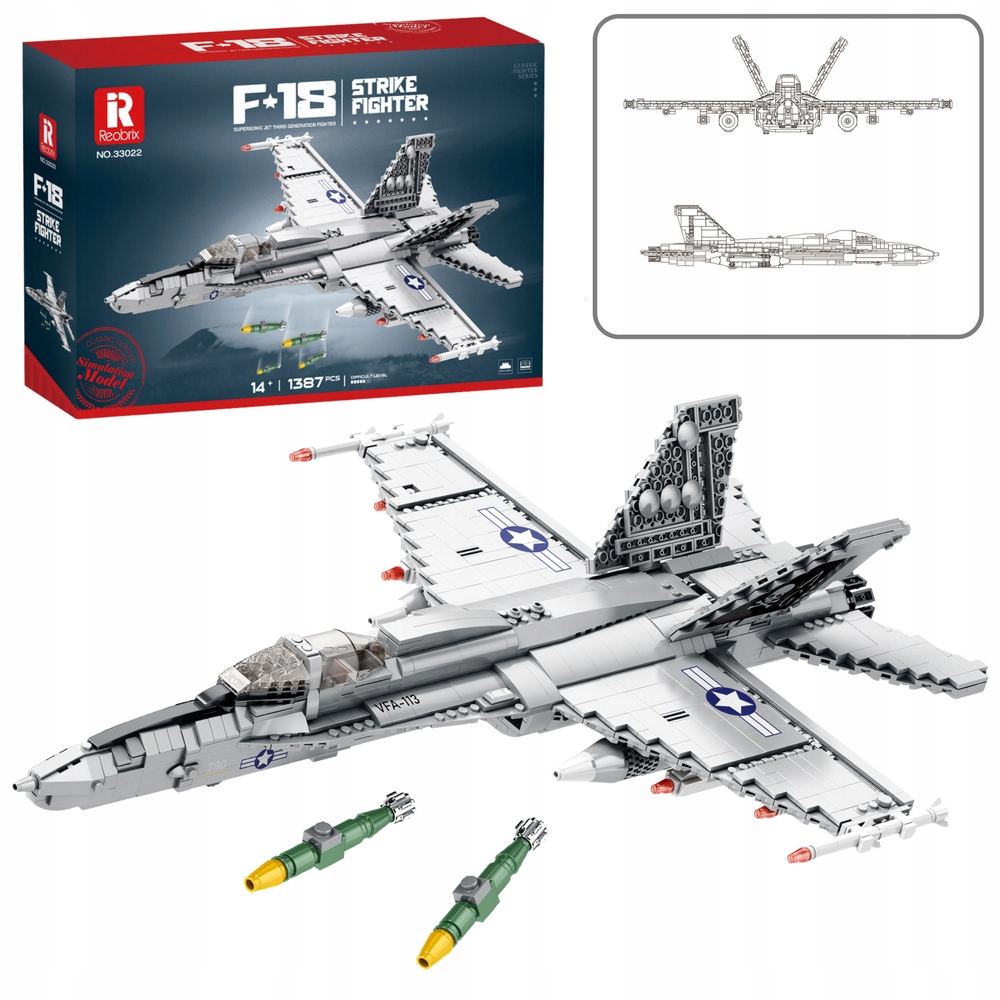 Klocki konstrukcyjne myśliwiec F- 16 Fighting Lean Toys 430x280 mm