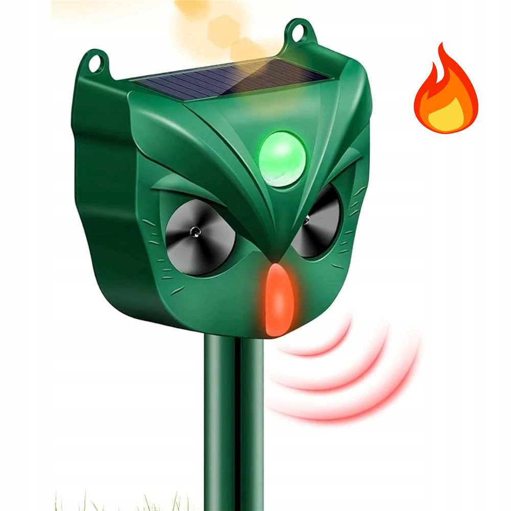 Solární odpuzovač zvířat 4 Ultrazvukové režimy pro kočku a psa Myška Liška