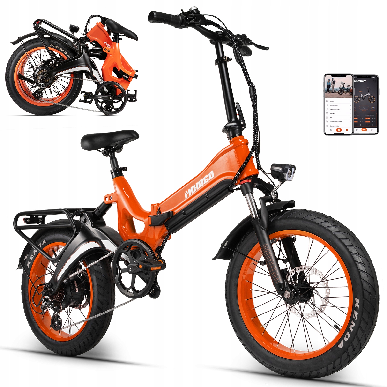 Mihogo Nx 20'' skládací elektromobil 1000W 48V12.8AH 40KM/H 64KM aplikace