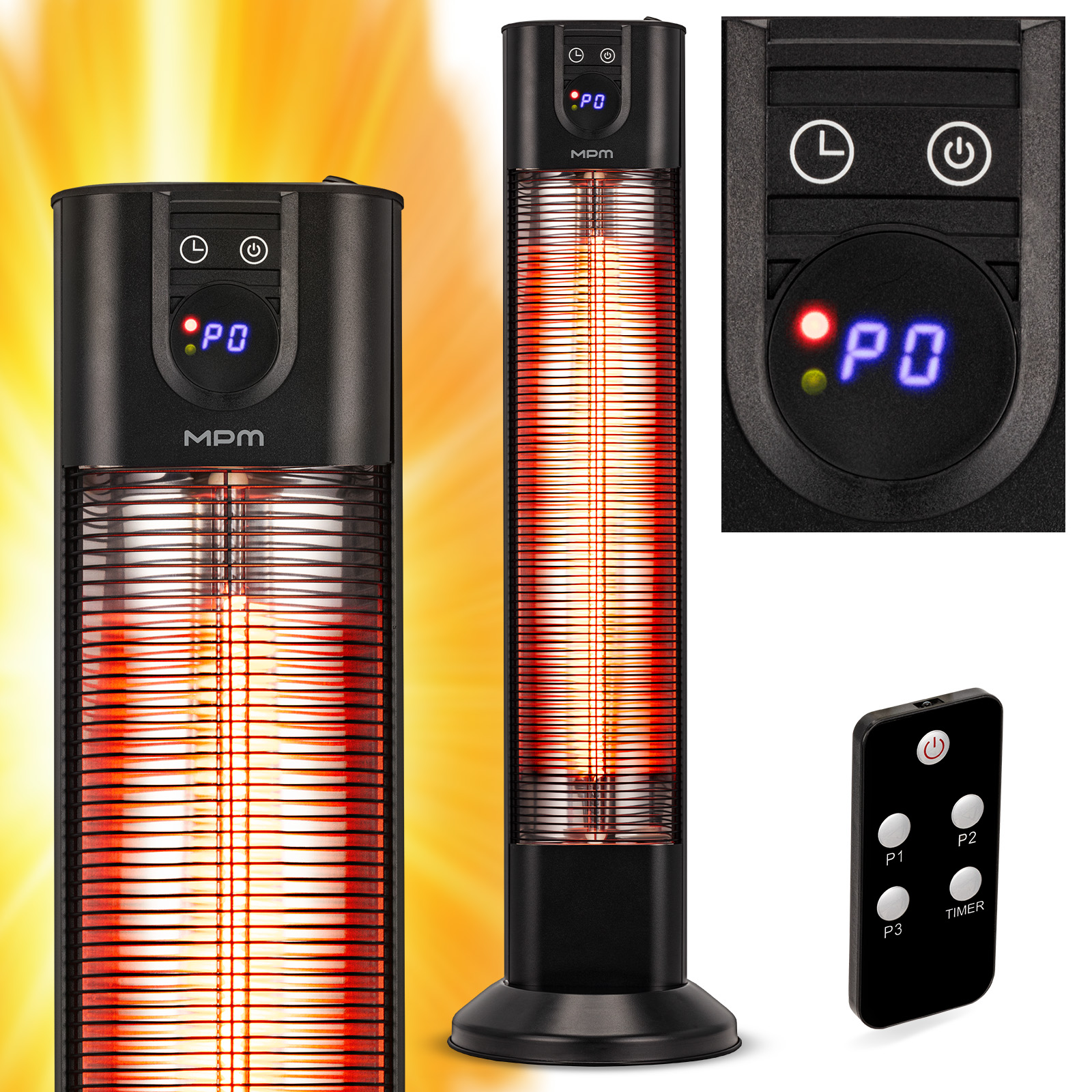 Elektrický ohrievač žiarič terasa 2000 W diaľkové ovládanie Mpm MUG-26