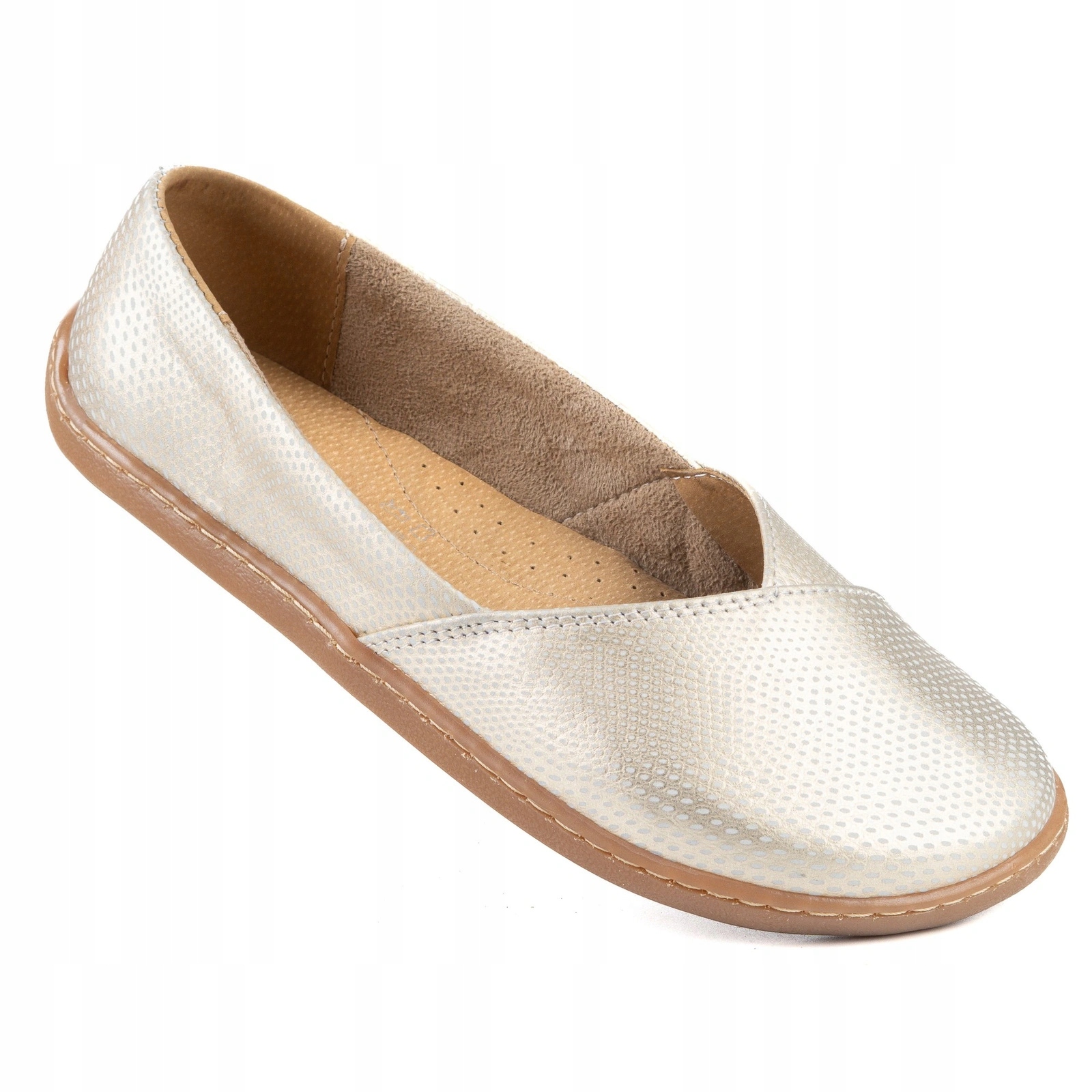 Kožené dámské baleríny typu barefoot na široké chodidlo Ease zlatý opál 42