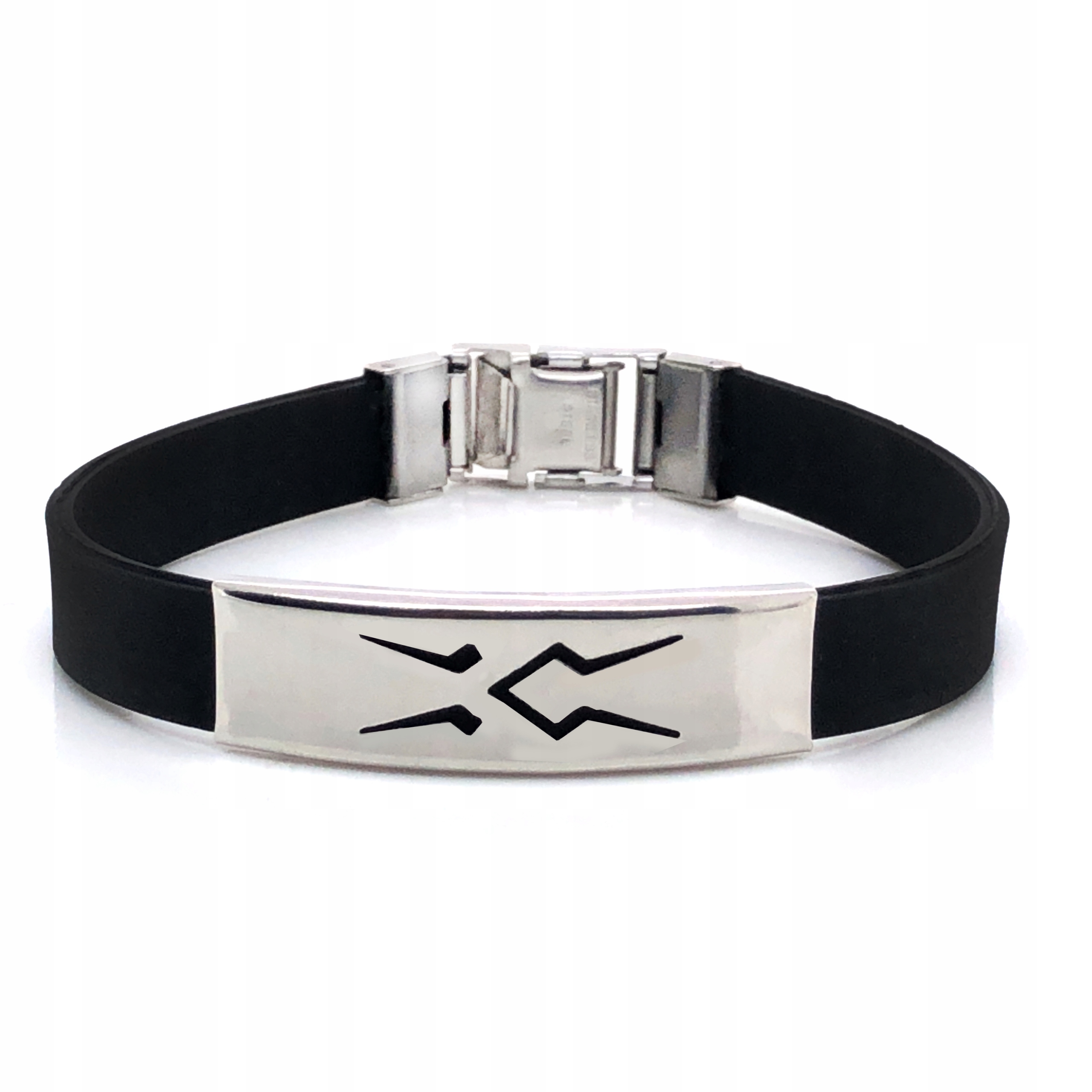 Ocelový náramek BSZ065 na černém řemínku Gravírování Bonus