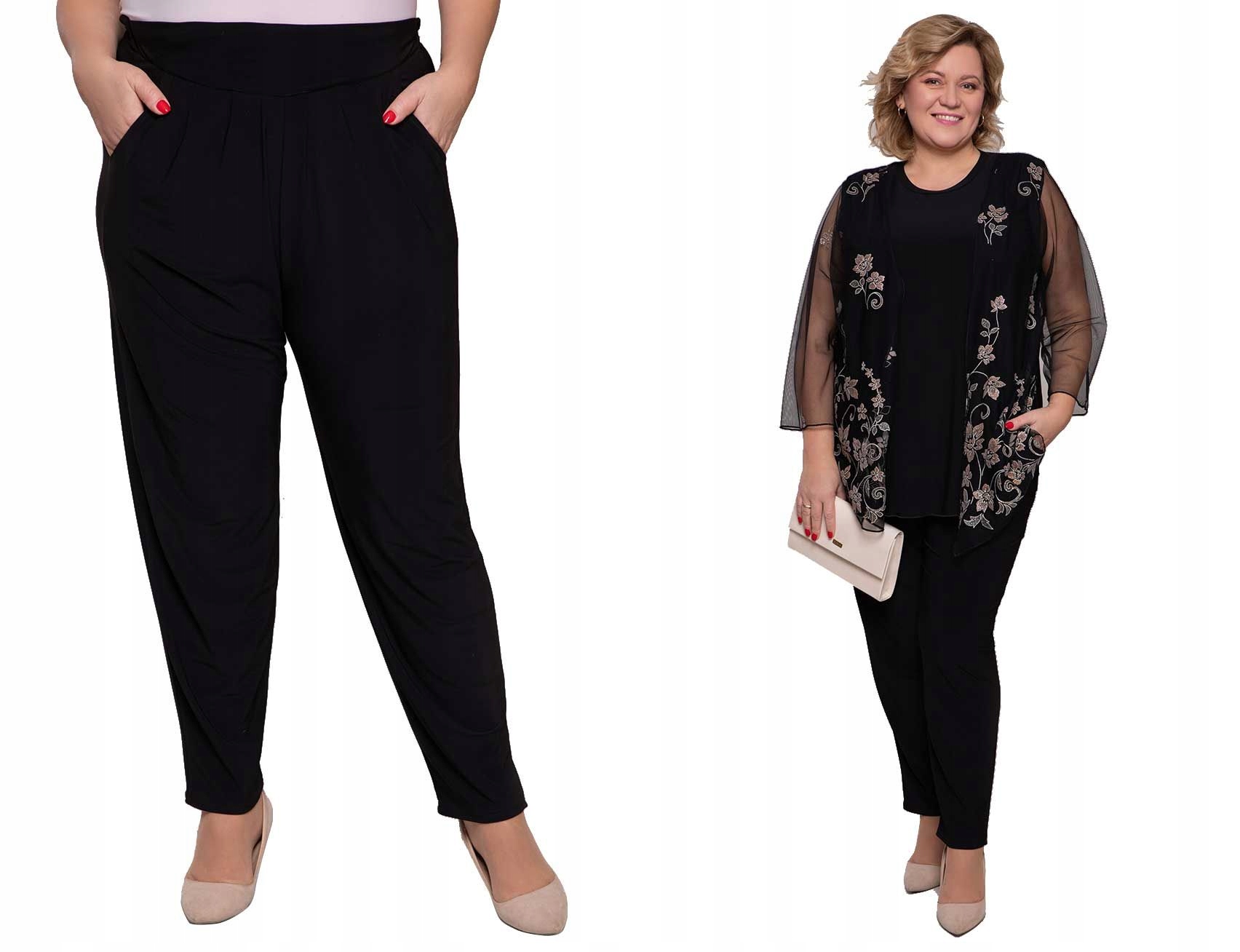 Czarne spodnie z karczkiem 52/54