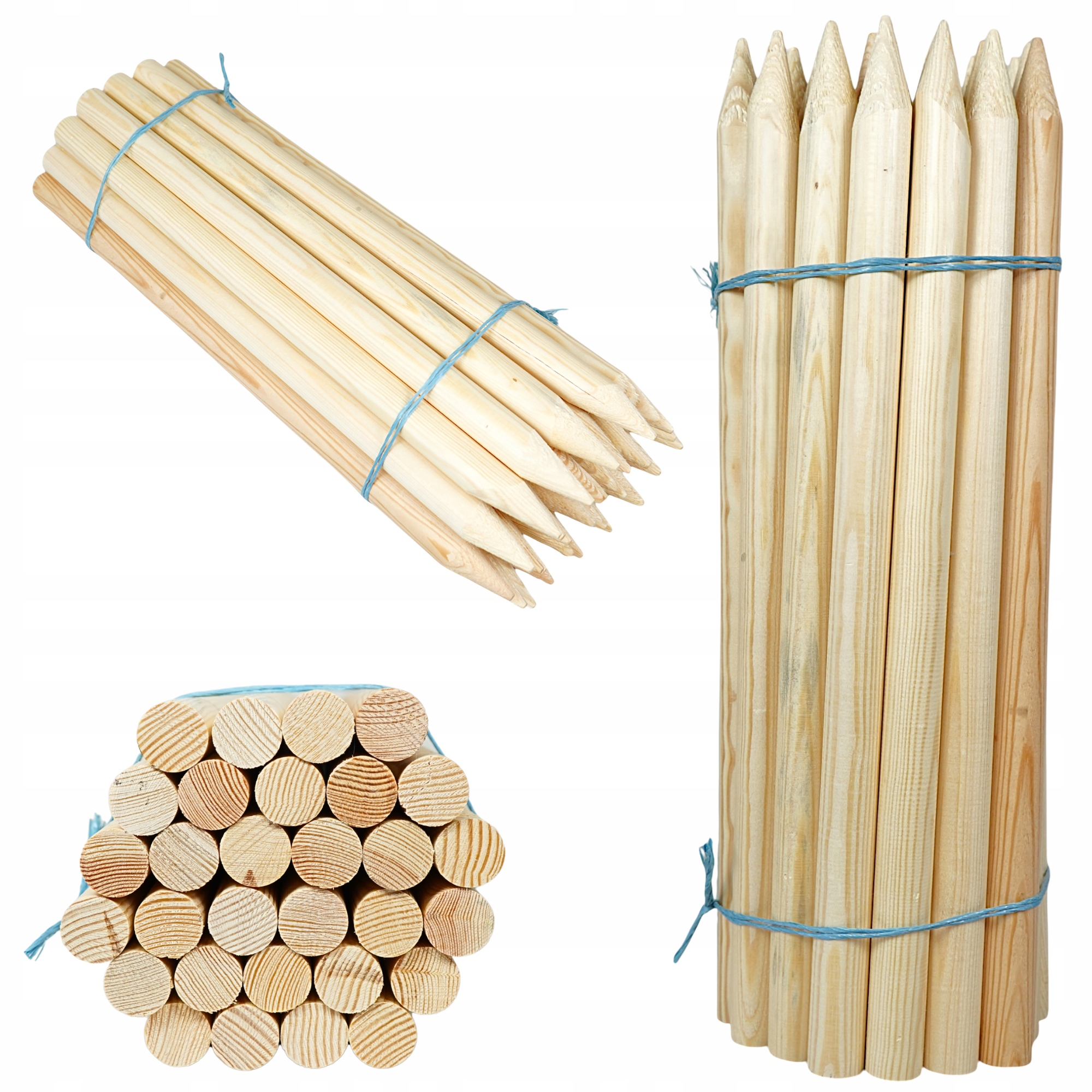 Paliki Geodezyjne 50 CM Okrągłe Drewniane Tyczki Kołki Ogrodowe 100 Sztuk