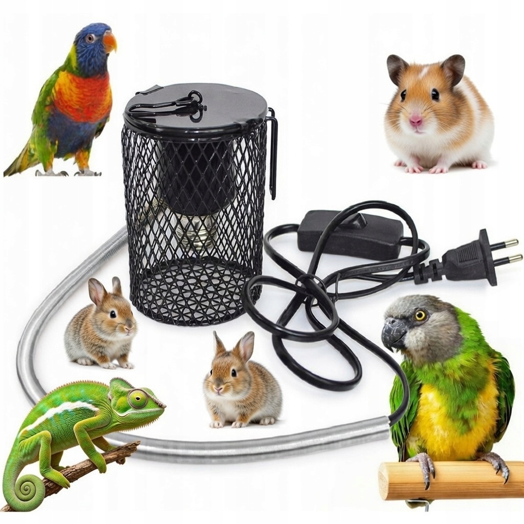 Levně Topná lampa pro plazy Klec odolná vůči teplu s žárovkami 100 W Černá