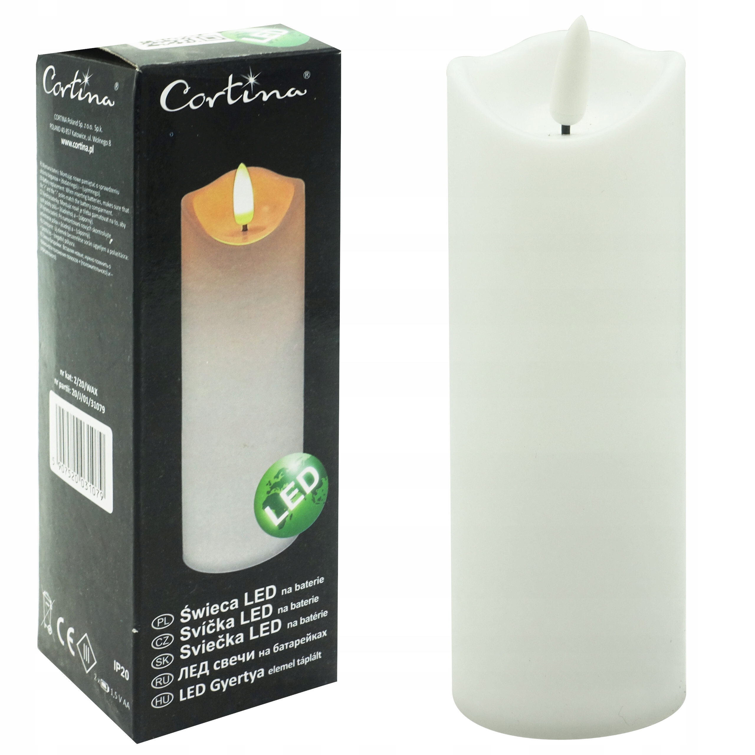 

Świeczka Led 15 cm biała na baterie do latarni Wax