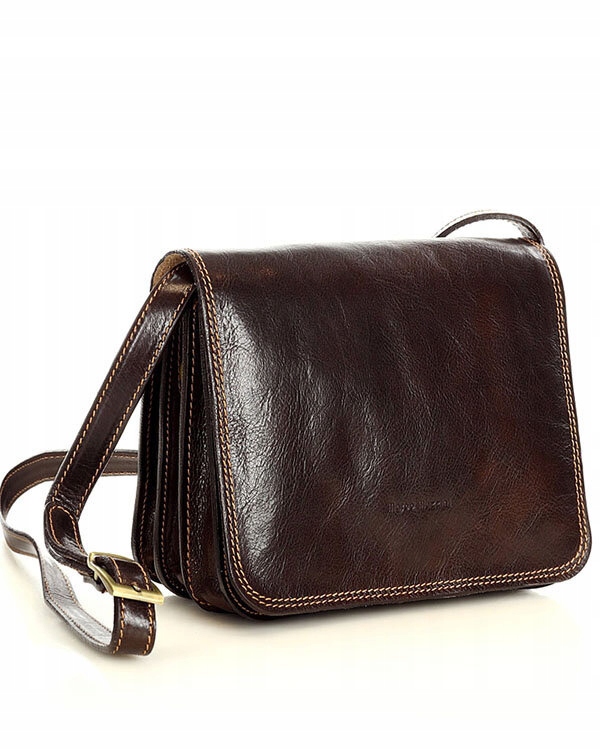 Włoska skórzana torebka listonoszka damska duża