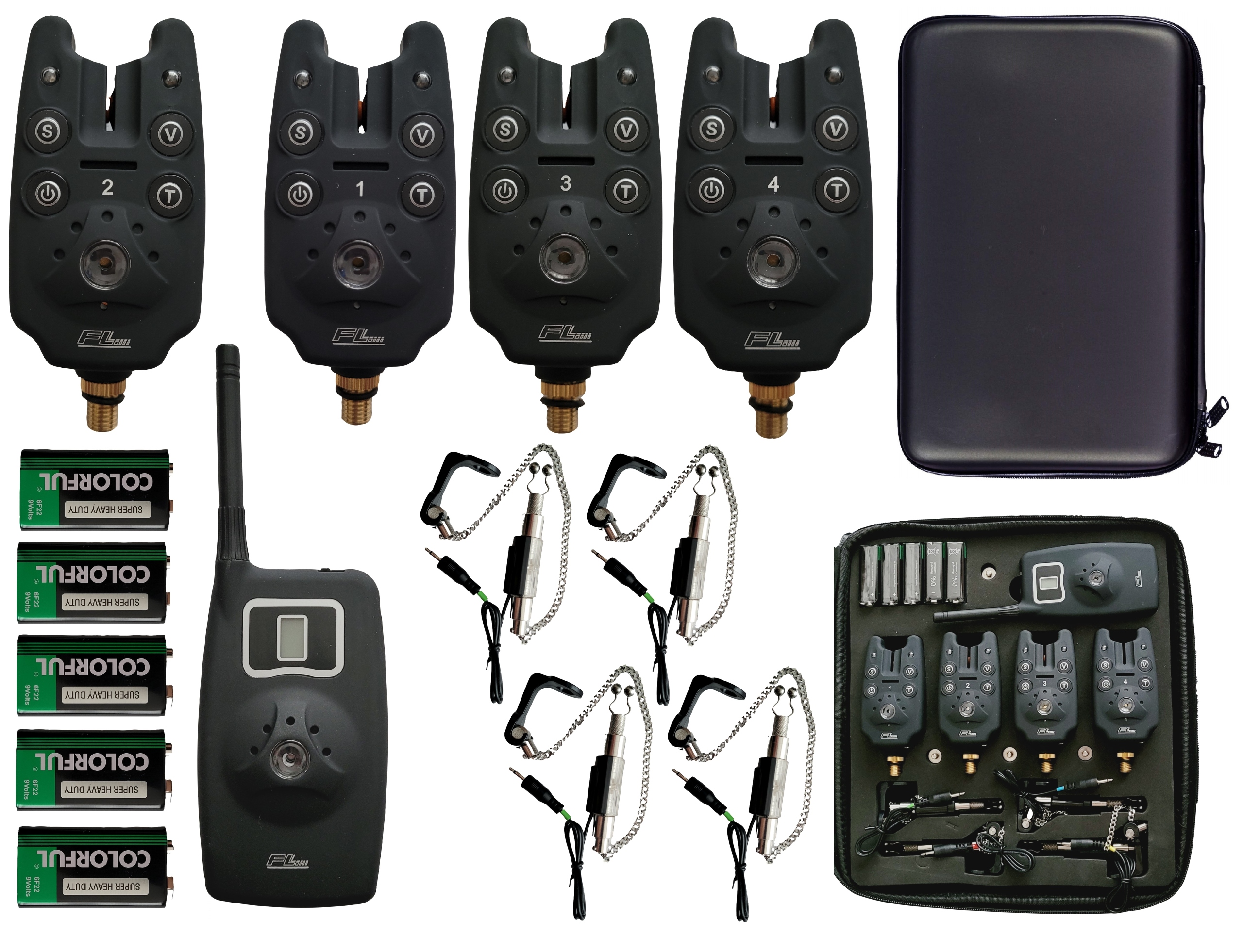 Zestaw 4x Sygnalizator brań Centralka 4x Hanger Etui