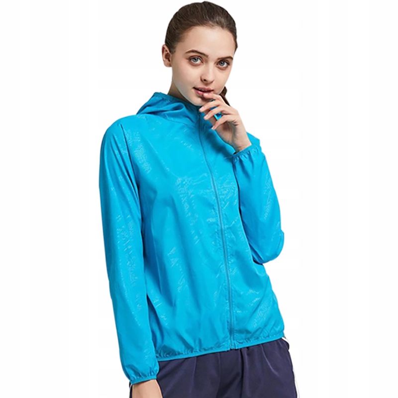 KURTKA PRZECIWDESZCZOWA Z KAPTUREM WIATRÓWKA LEKKA UNISEX NIEBIESKA XXXL Zapięcie zamek