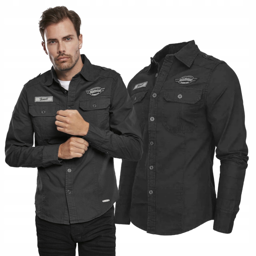 Košile s dlouhým rukávem Brandit Luis Vintageshirt Černá XL