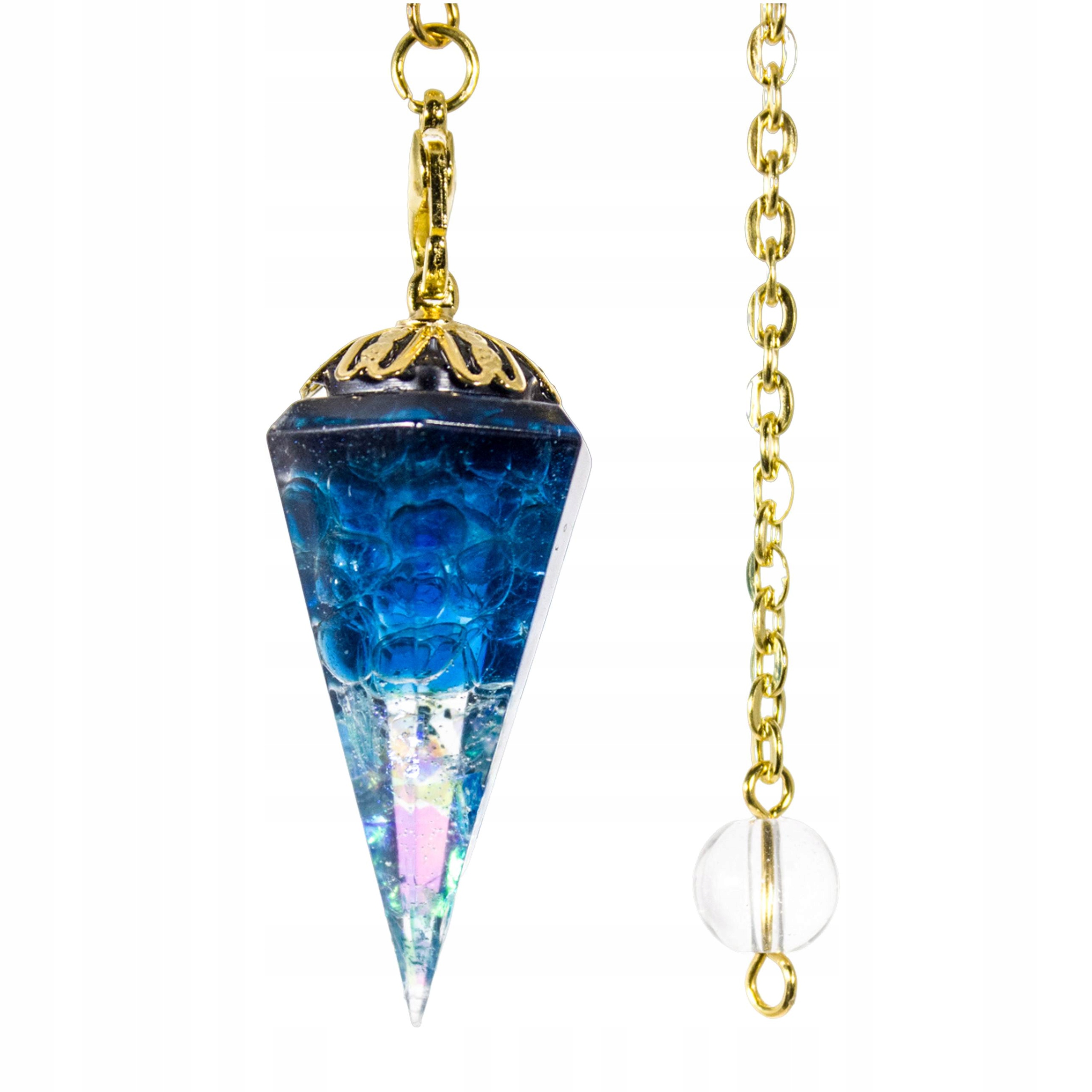 Wahadło Wahadełko Z Żywicy Orgonit Niebieska Glazura Kryształowa Pajetki