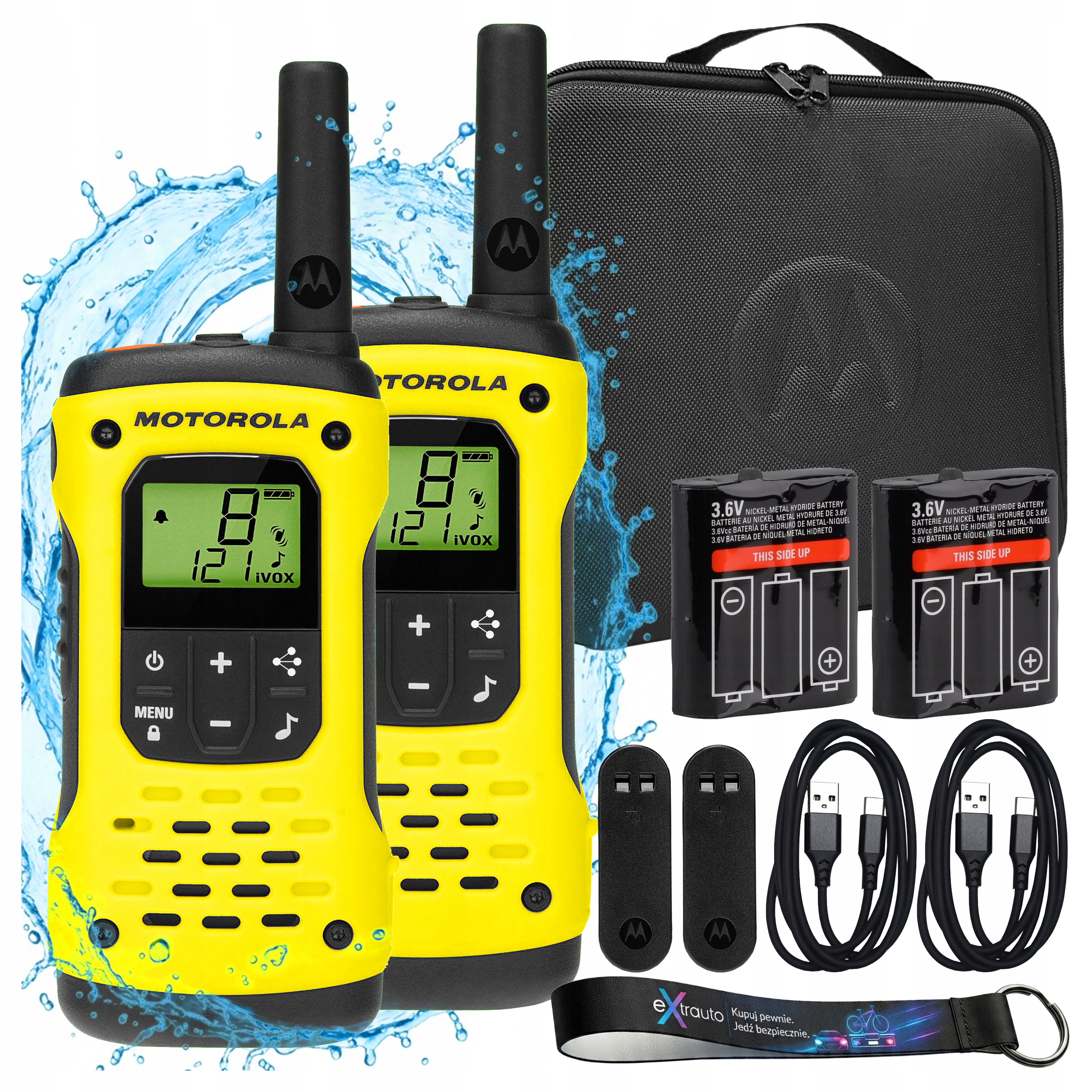2x Motorola T92 H2O Krótkofalówka Walkie Talkie Wodoodporne 10km Smycz