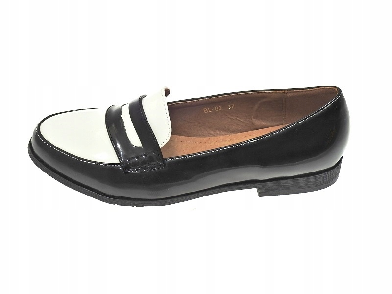 

Lakierowana Półbuty Wsuwane BL-03 Black/W