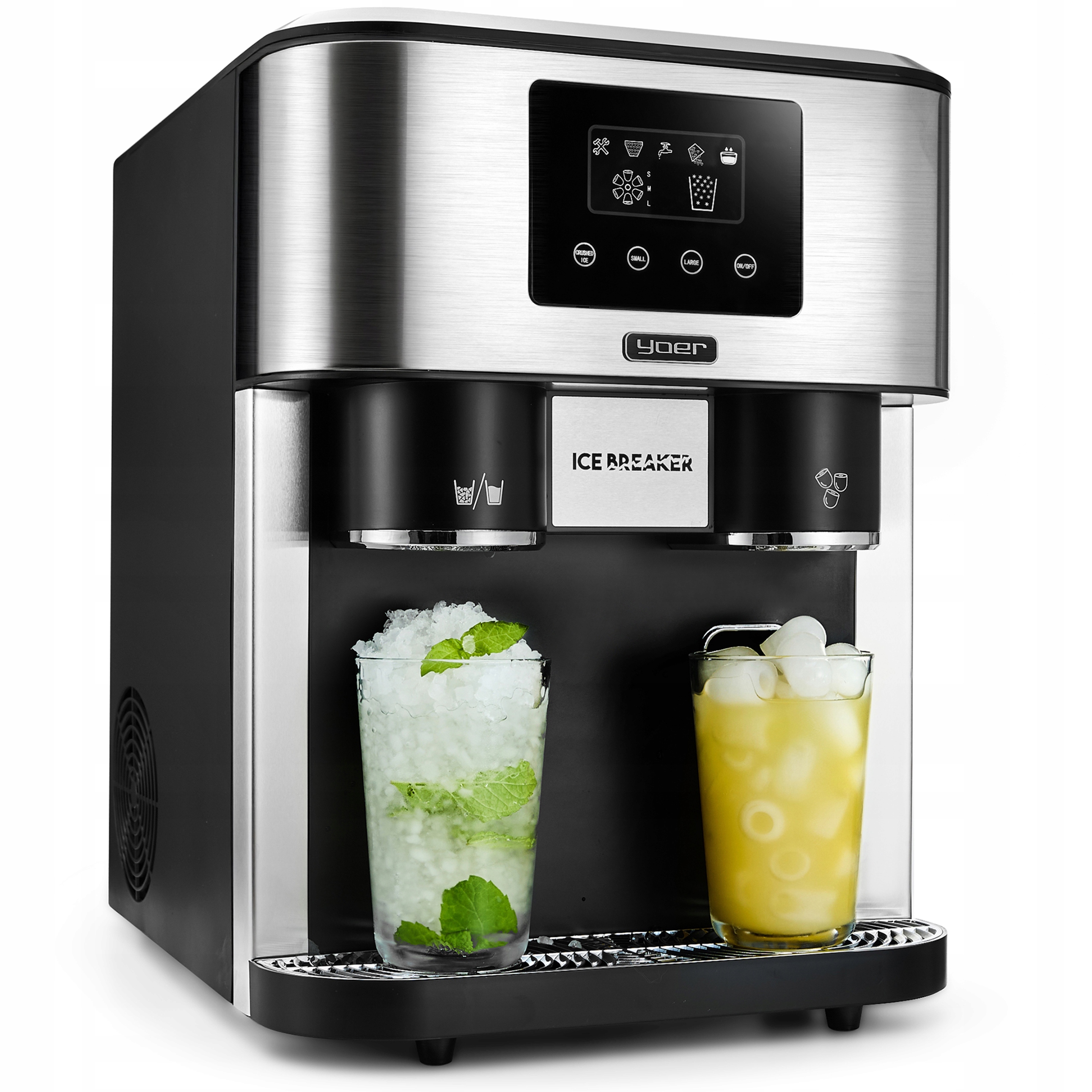 Kostkarka do lodu 3w1 Dystrybutor wody Kruszarka Yoer 380W 18kg/24h