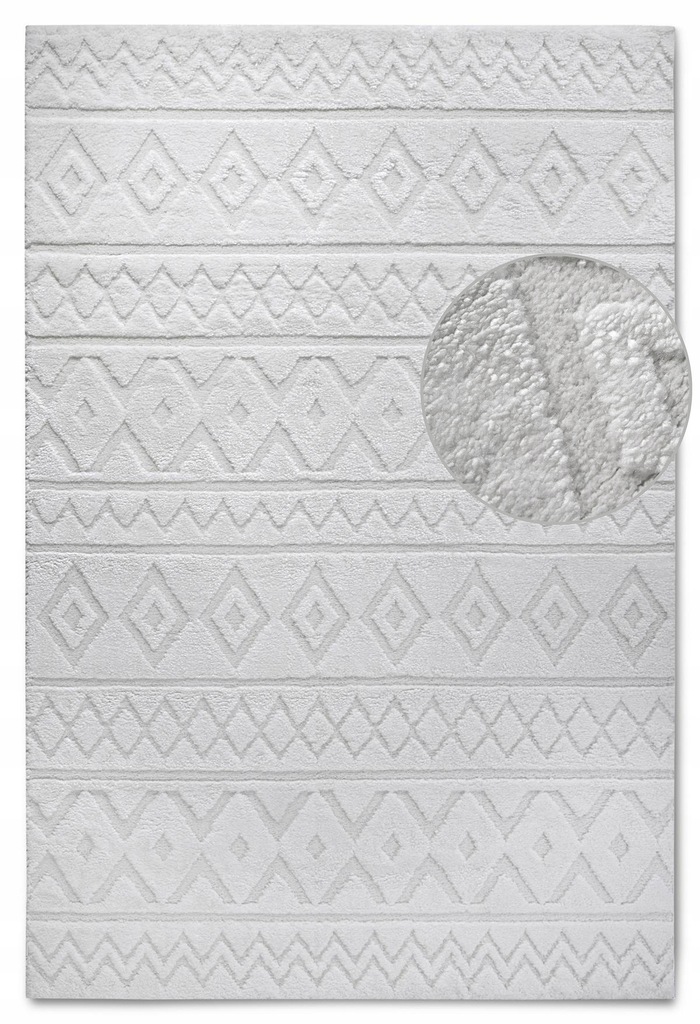 Plyšový koberec do obývačky 200 x 280 cm, krémový, moderný boho vzor