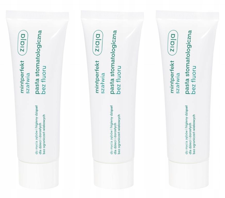 Ziaja Mintperfekt pasta do zębów szałwiowa bez fluoru 75ml 3szt