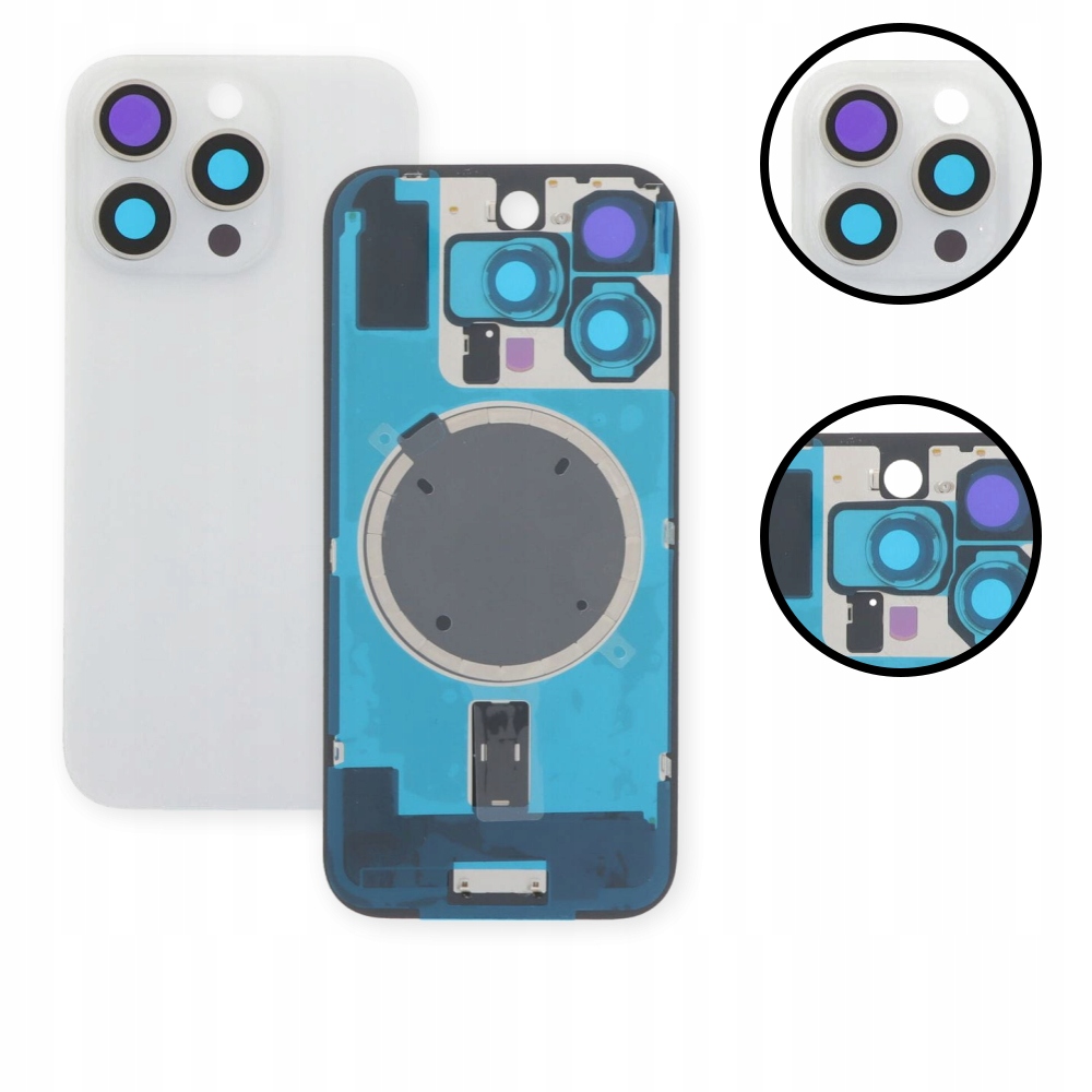Tylna szyba, klapka baterii, panel tylny plecki do iPhone 16 Pro, biała
