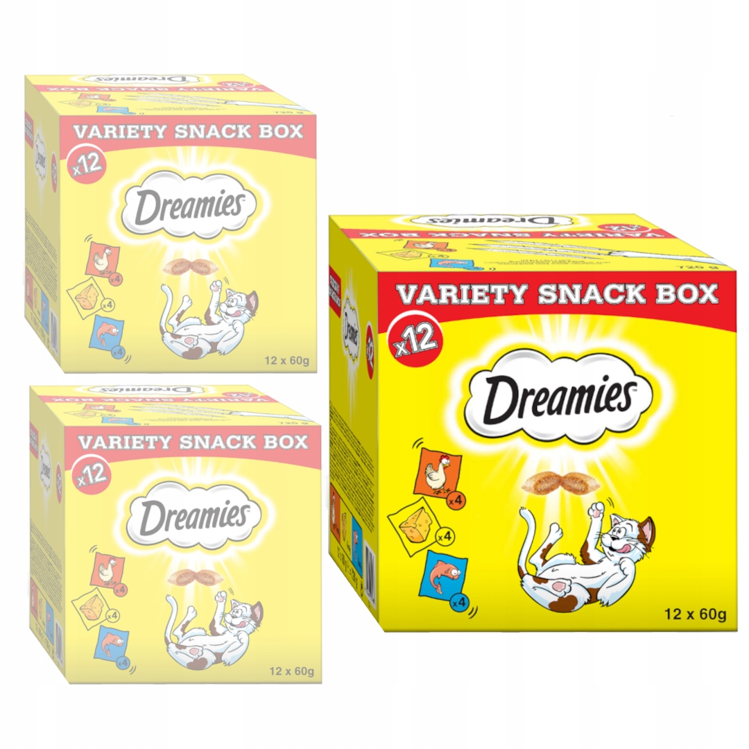 Levně Dreamies Variety Snack Box 3x720g Pochoutky Pro Kočky Mix Chutí