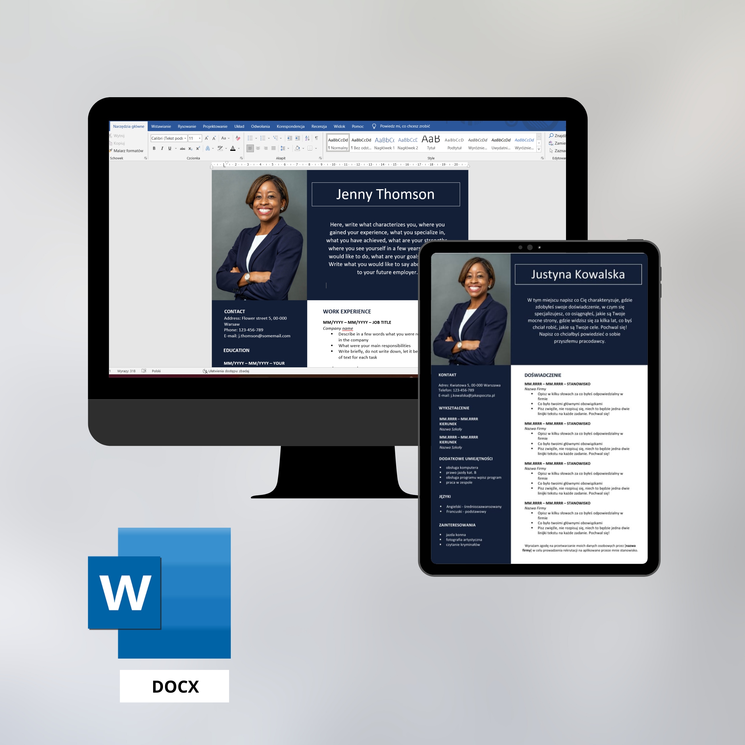 3/22/CV Edytowalny Szablon CV w MS Word PL + ENG Rodzaj szablony