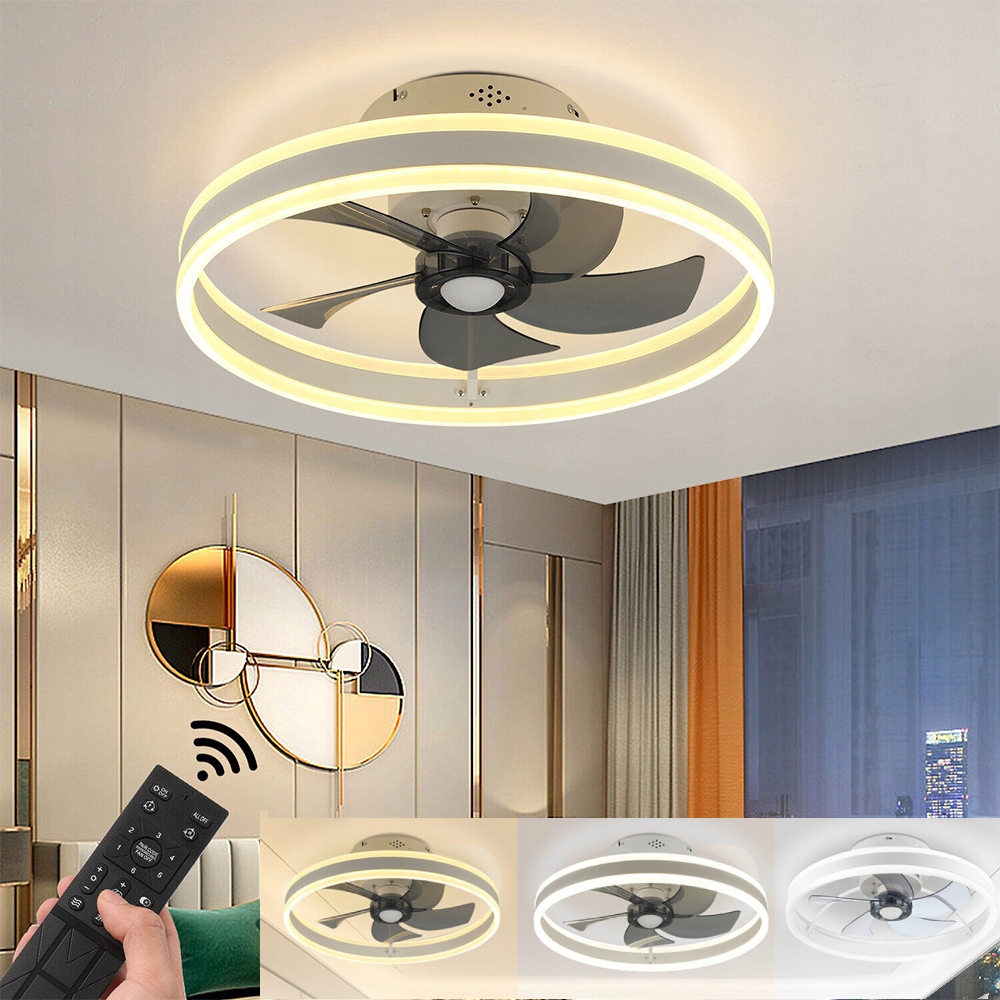 Lustr Stropní Ventilátor Lampa Ring 50CM Stropní Svítidlo Větrák Bílý