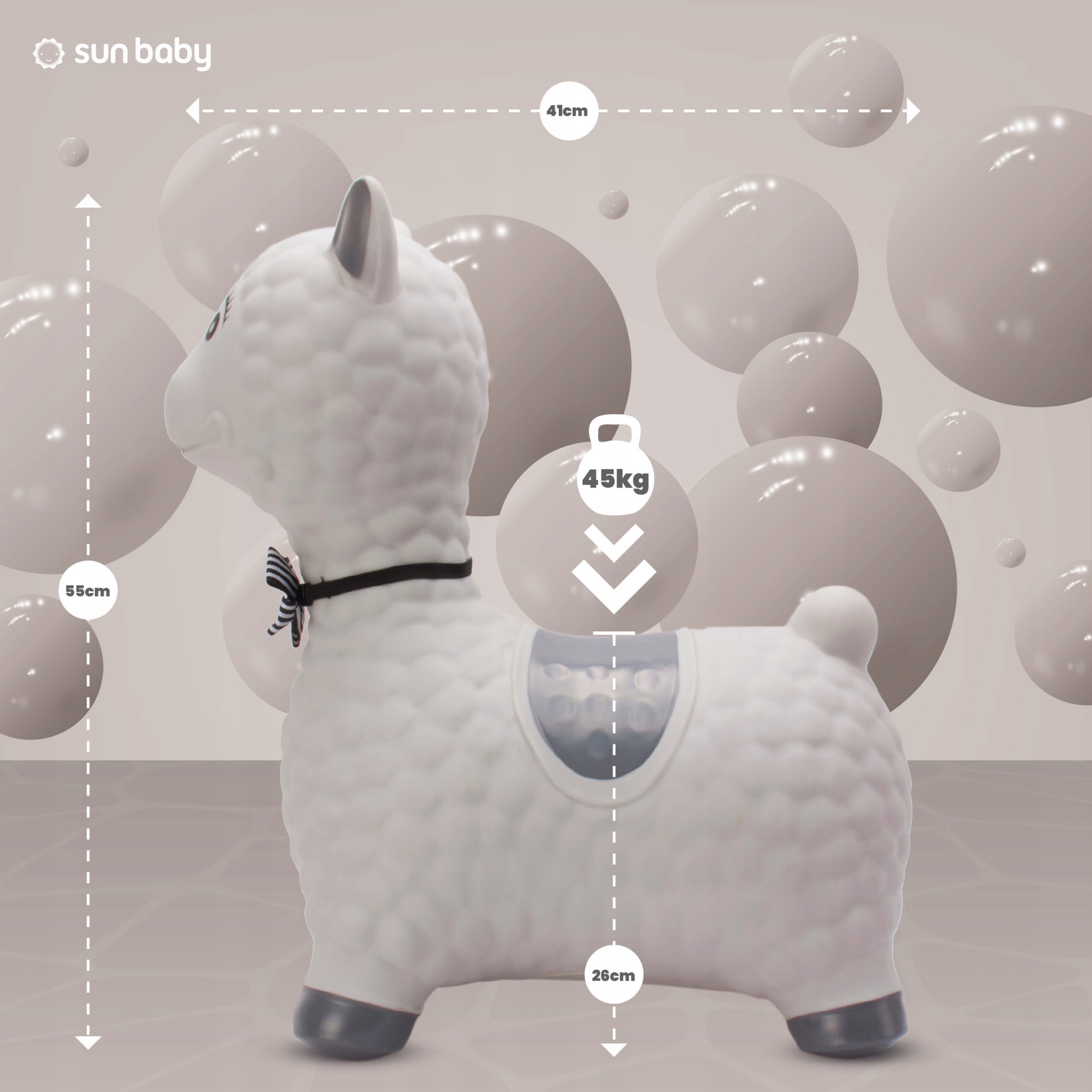 Skoczek dla dzieci gumowy do skakania z pompką na roczek muszka ALPAKA Kolor szary