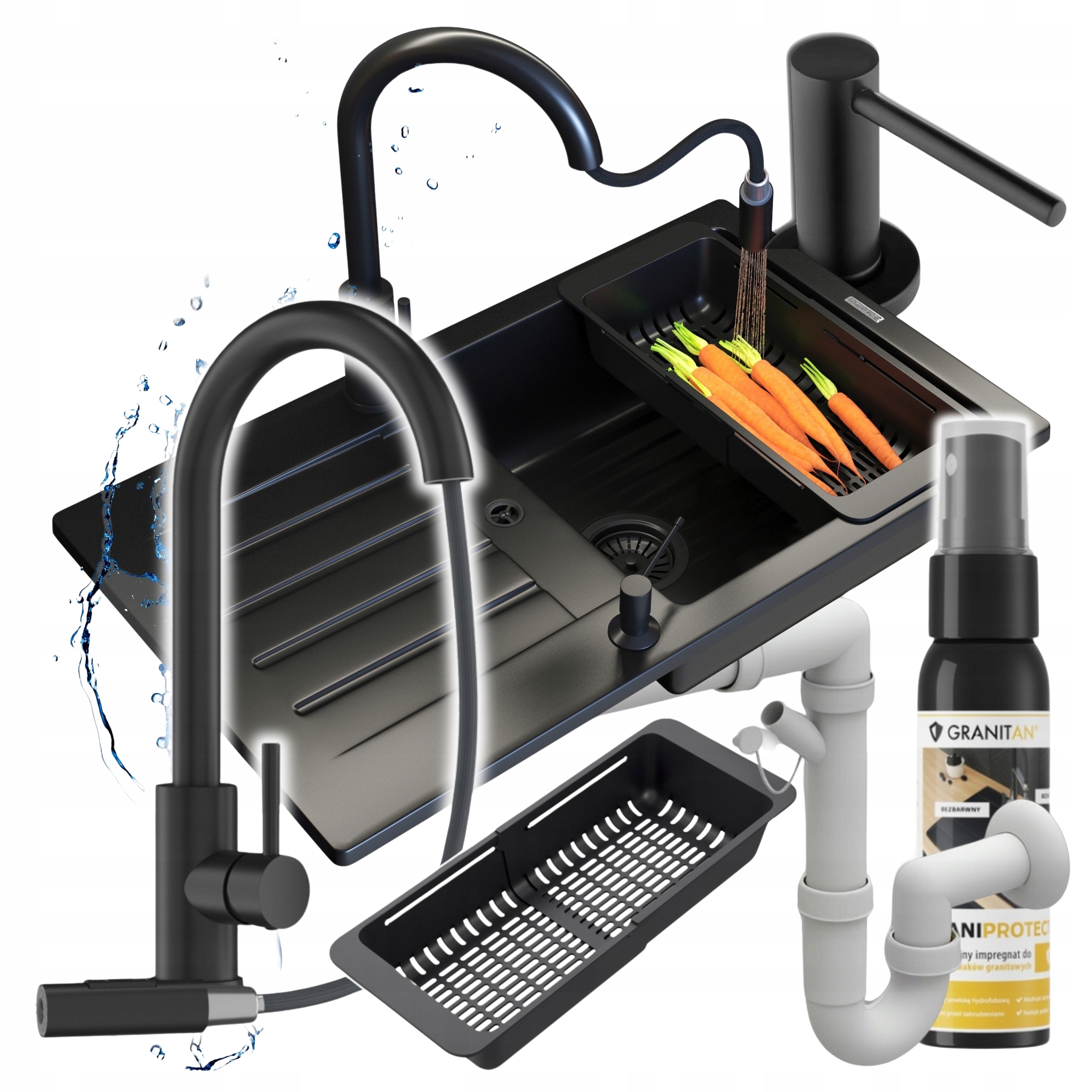 Jednokomorový kuchynský drez s odkvapkávačom Granit Trix Darček