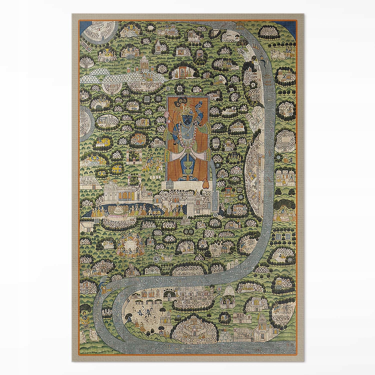 Dekoratívny vnútorný koberec s potlačou India z vtáčej perspektívy Veľký 140 x 210 cm