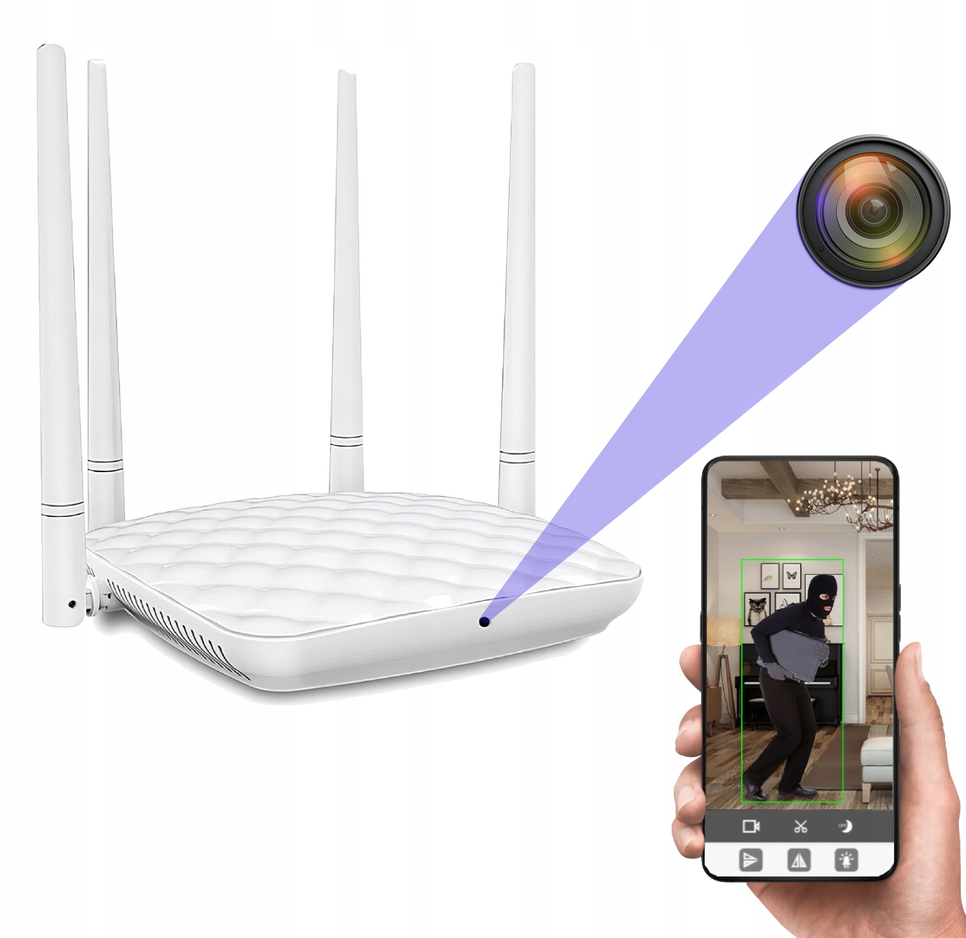 UKRYTA KAMERA WiFi ROUTER SZPIEGOWSKA MINI DETEKCJA PODGLĄD NA ŻYWO MKLY71