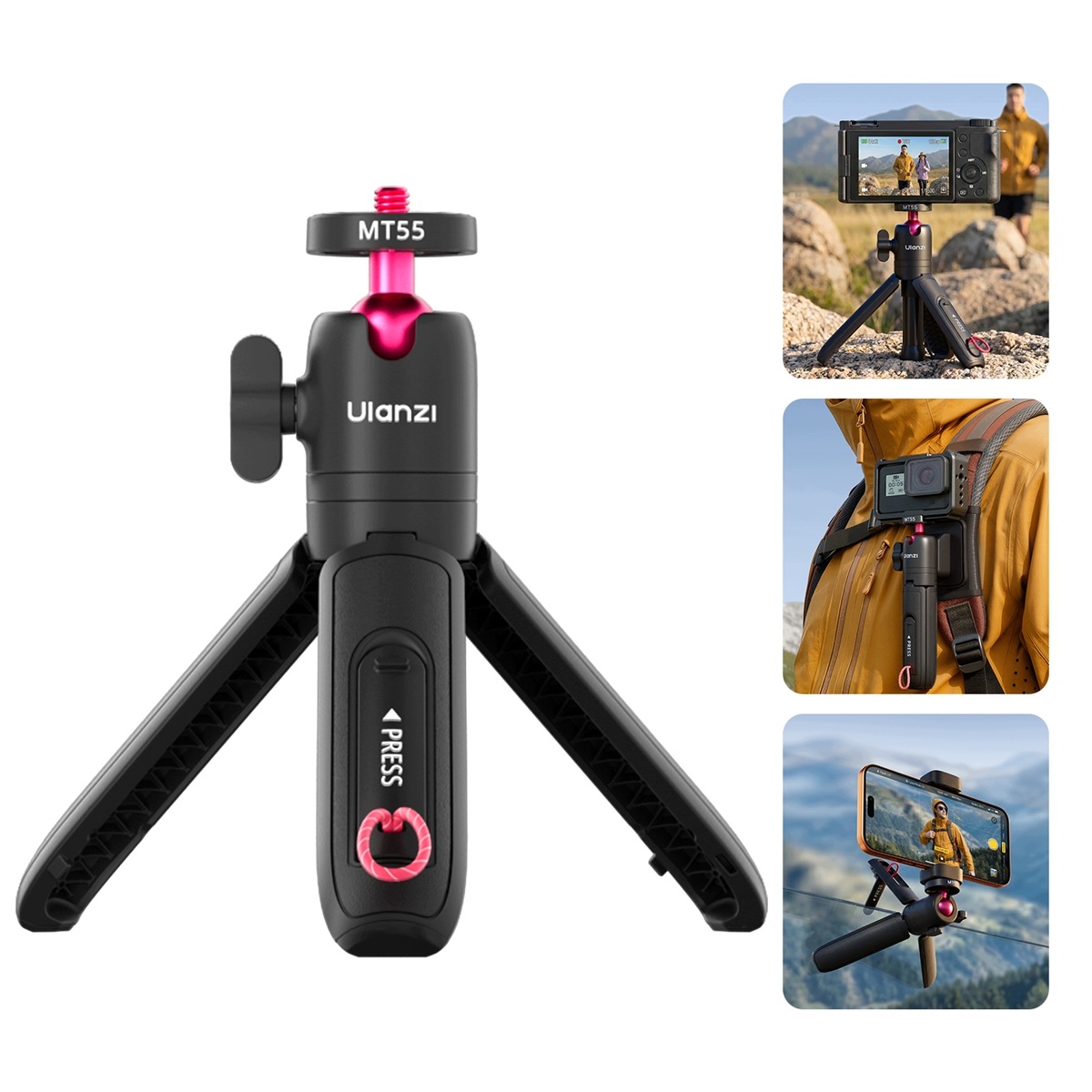 Mini stativ Ulanzi MT55 Selfie tyč 4v1 1/4 Držák na Batoh Kamera