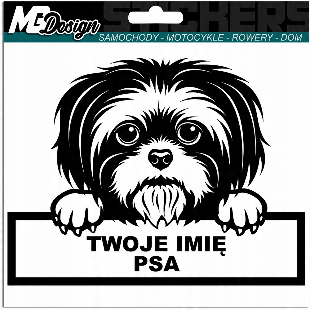

Naklejka na samochód auto Pies Shih Tzu Imię