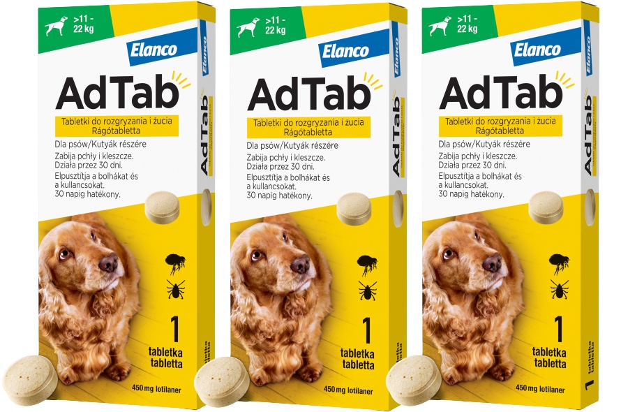 Adtab Tabletki Psa Pchły Kleszcze 90 dni 11-22kg