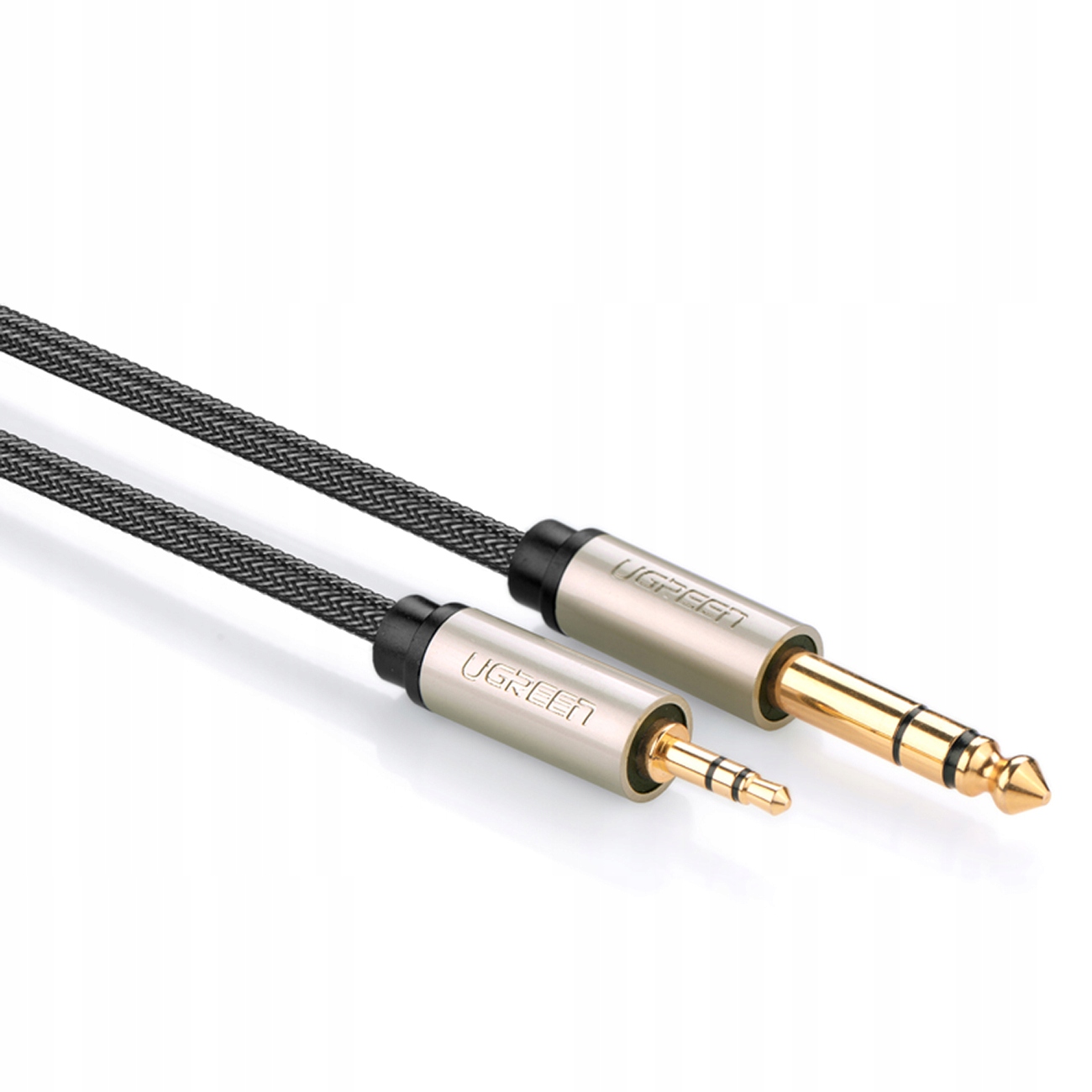 Kabel przewód przejściówka audio Trs mini jack 3.5mm jack 6.35mm 1m szary