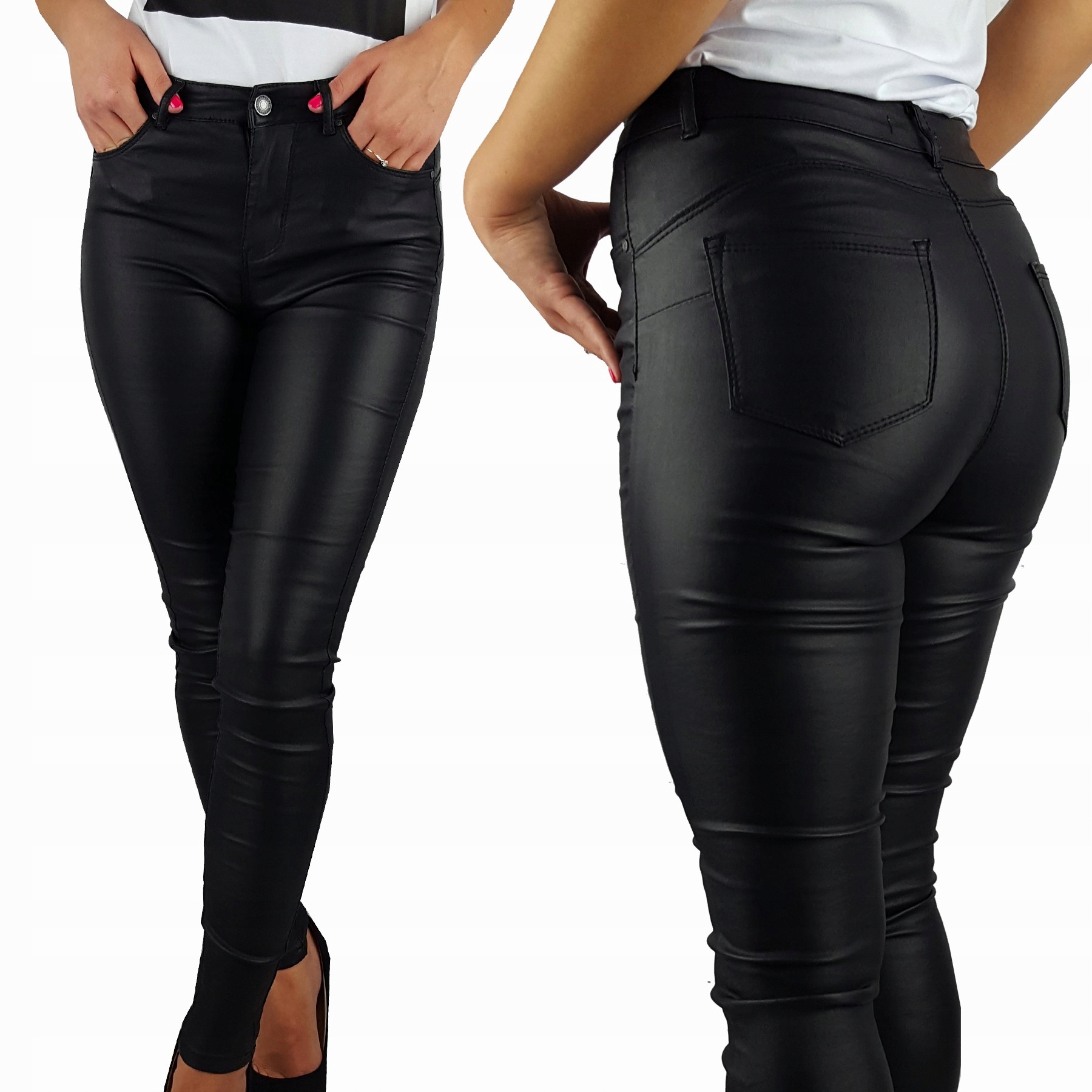 

Damskie Spodnie Modelujące Woskowane Skóra Push-up