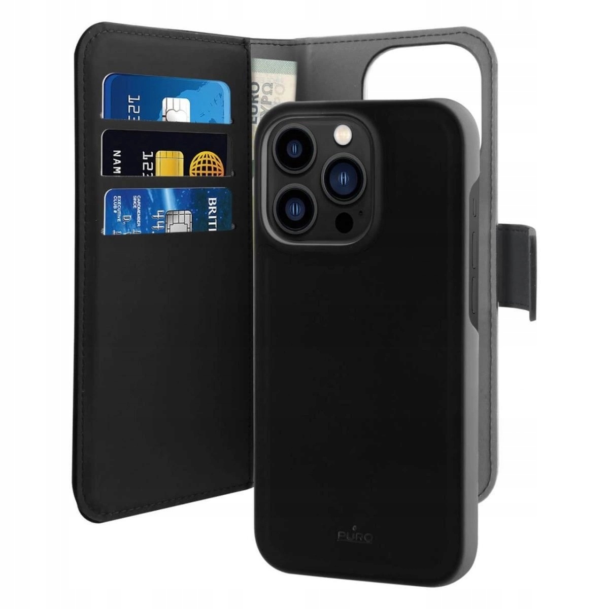 Etui Puro Wallet Detachable MagSafe 2w1 iPhone 14 Pro Max czarne