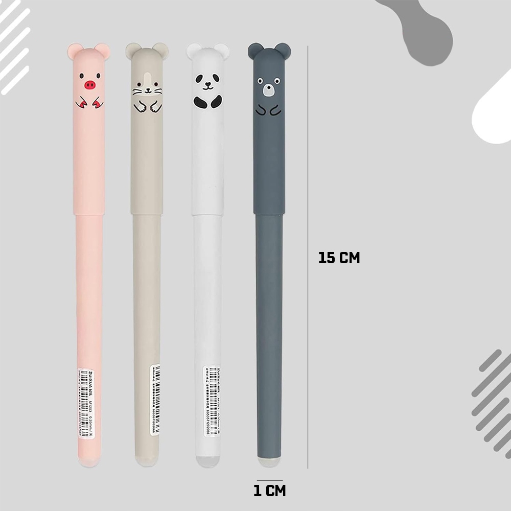 4x DŁUGOPIS ZWIERZĄTKA WYMAZYWALNY ŚCIERALNY ZMAZYWALNY Z GUMKĄ + GUMKA Marka Mobes