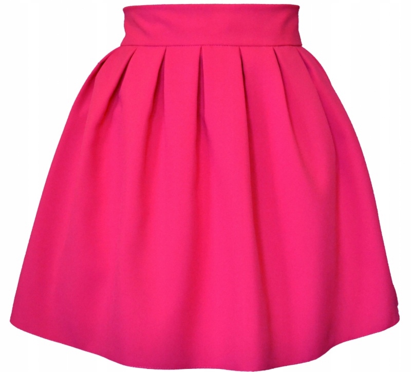 MODNA RÓŻOWA SPÓDNICZKA ROZKLOSZOWANA w ZAKŁADKI na ZAMEK XS (34) Rozmiar 34